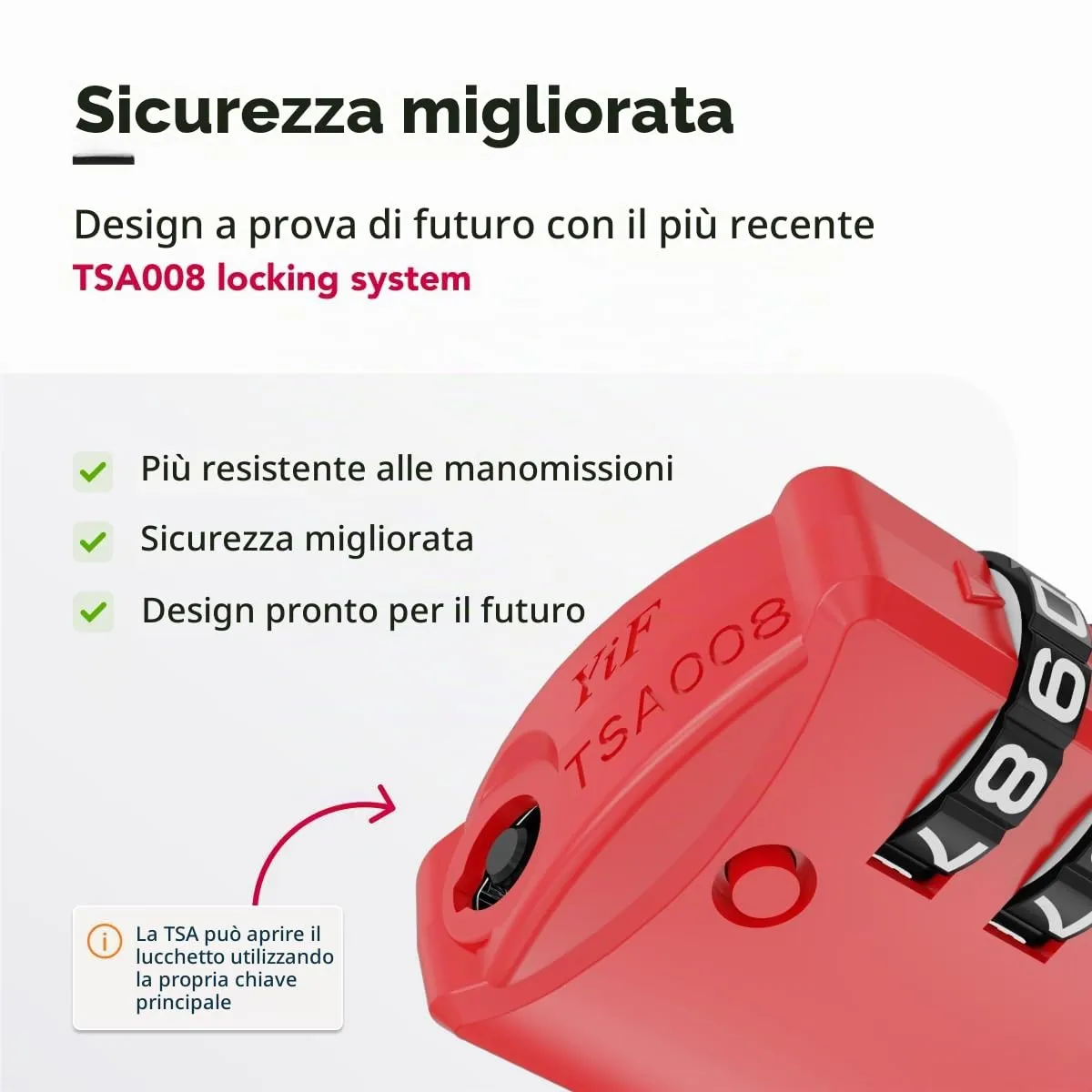 NovLock Lucchetti TSA a combinazione a 4 cifre per valigia e zaino, 2 pezzi, Rosso - immagine 5