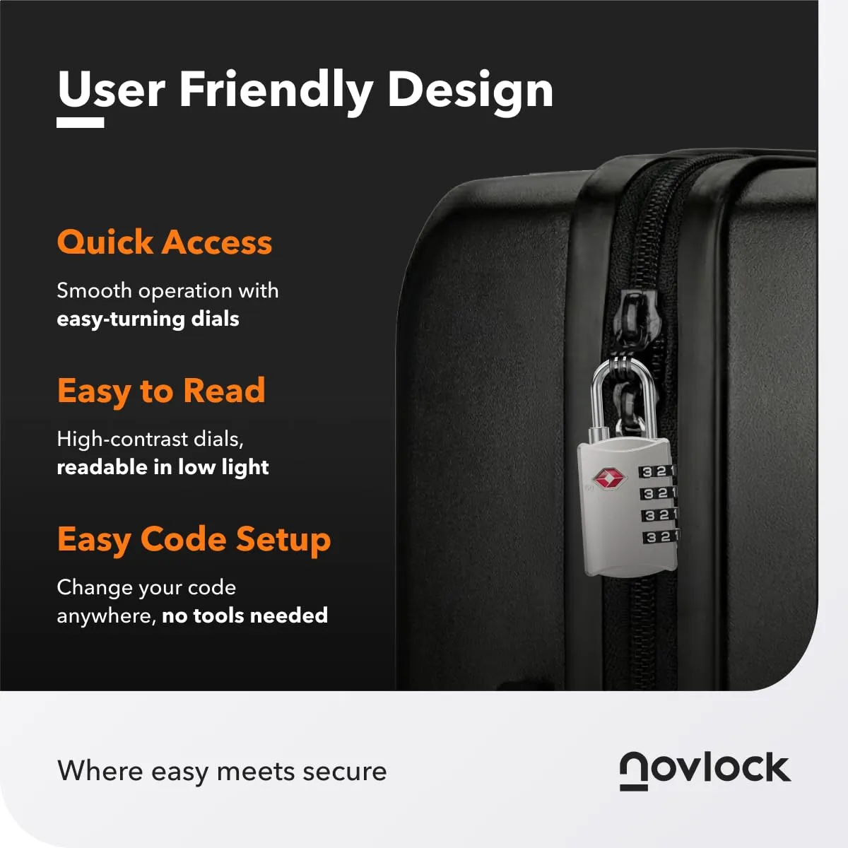 NovLock Lucchetti TSA a combinazione da viaggio a 4 cifre, 2 pezzi, argento - immagine 7