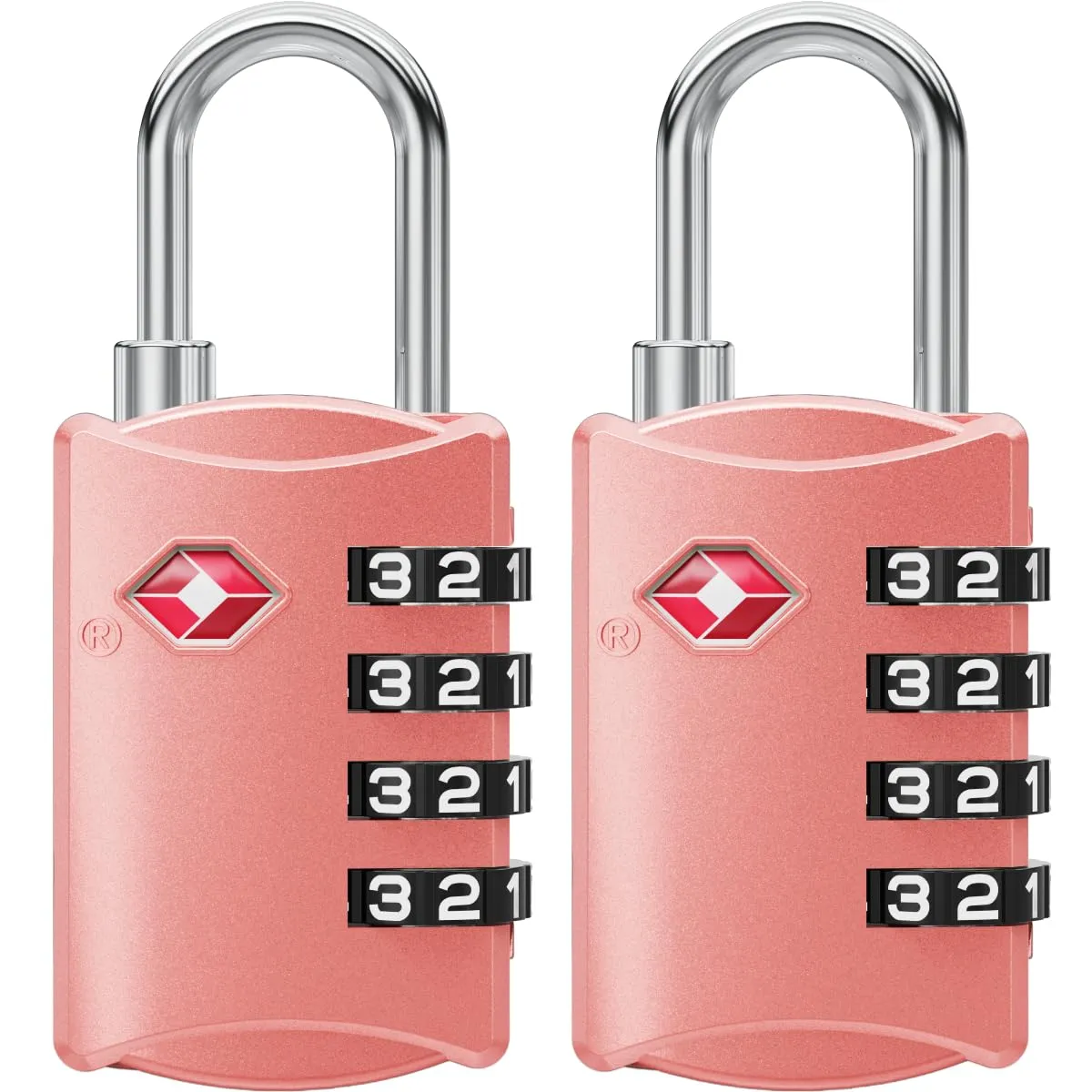 NovLock Lucchetti TSA a combinazione da viaggio a 4 cifre, rosa, 2 pezzi - immagine 1