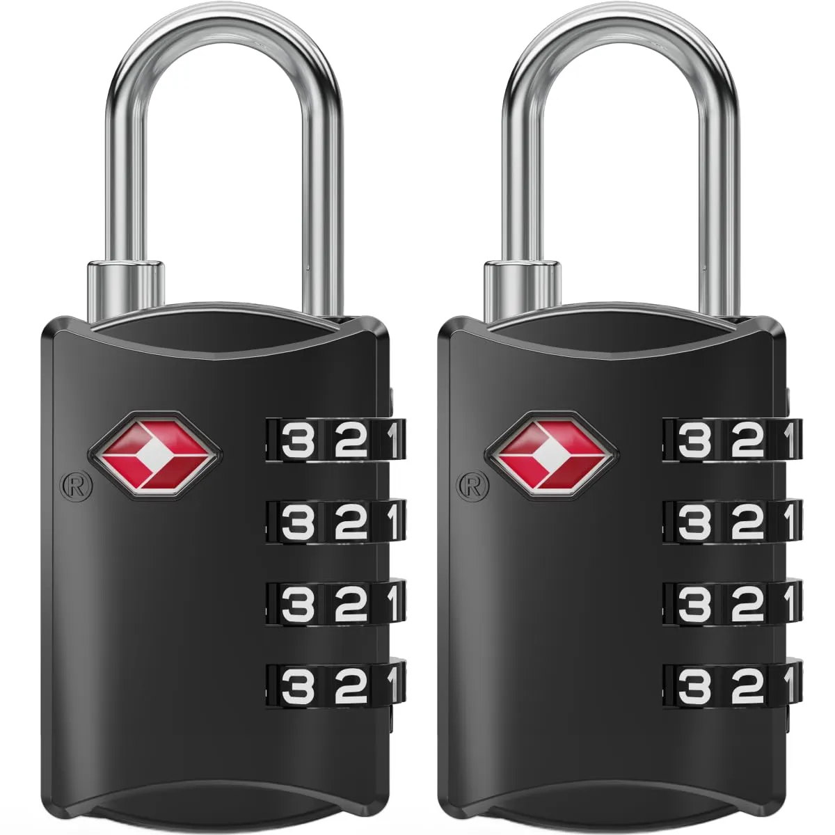 NovLock Lucchetti TSA a combinazione a 4 cifre per valigie e zaini, 2 pezzi, Nero - immagine 1
