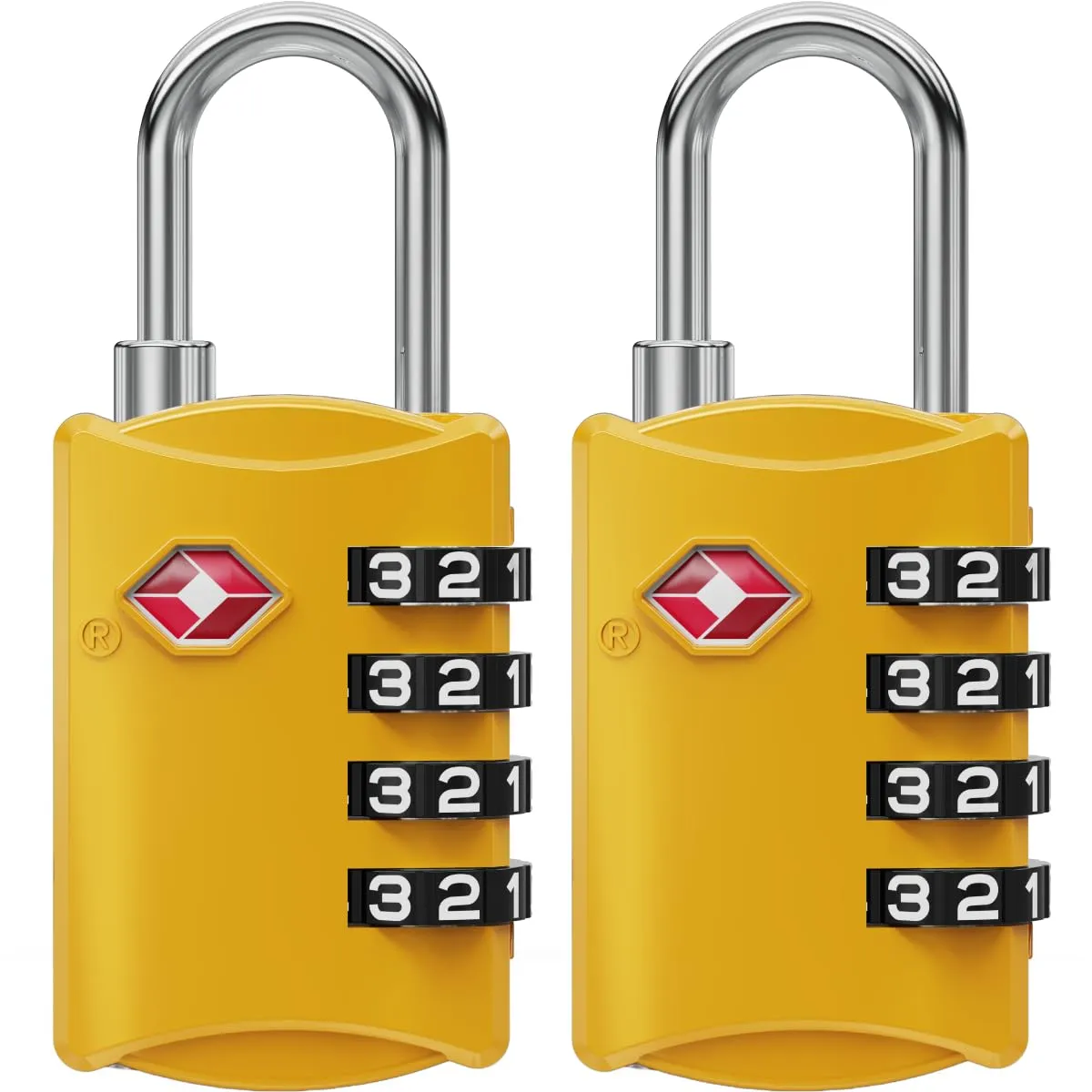 NovLock Lucchetti TSA a combinazione da viaggio a 4 cifre, Giallo, 2 pezzi - immagine 1