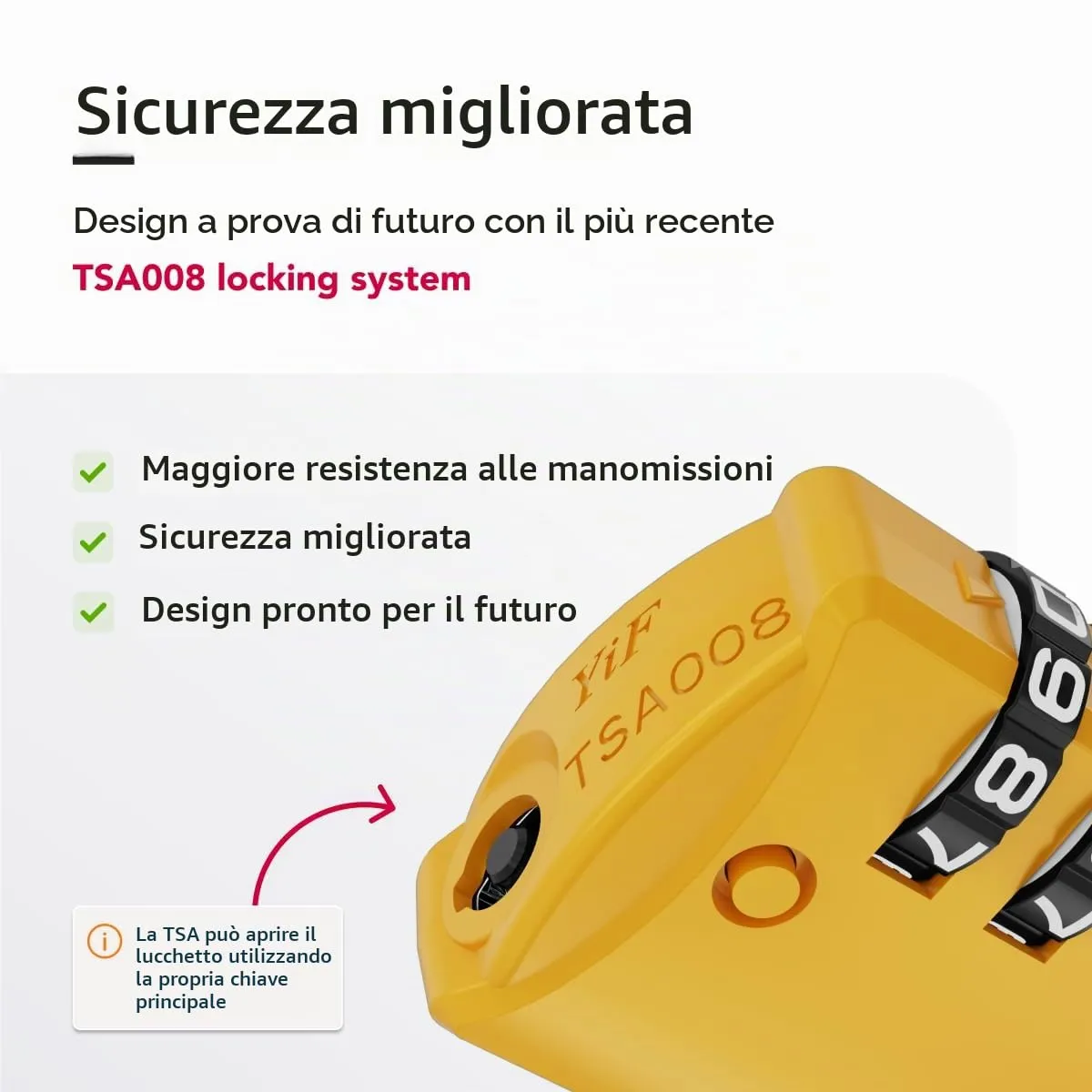 NovLock Lucchetti TSA a combinazione da viaggio a 4 cifre, Giallo, 2 pezzi - immagine 5