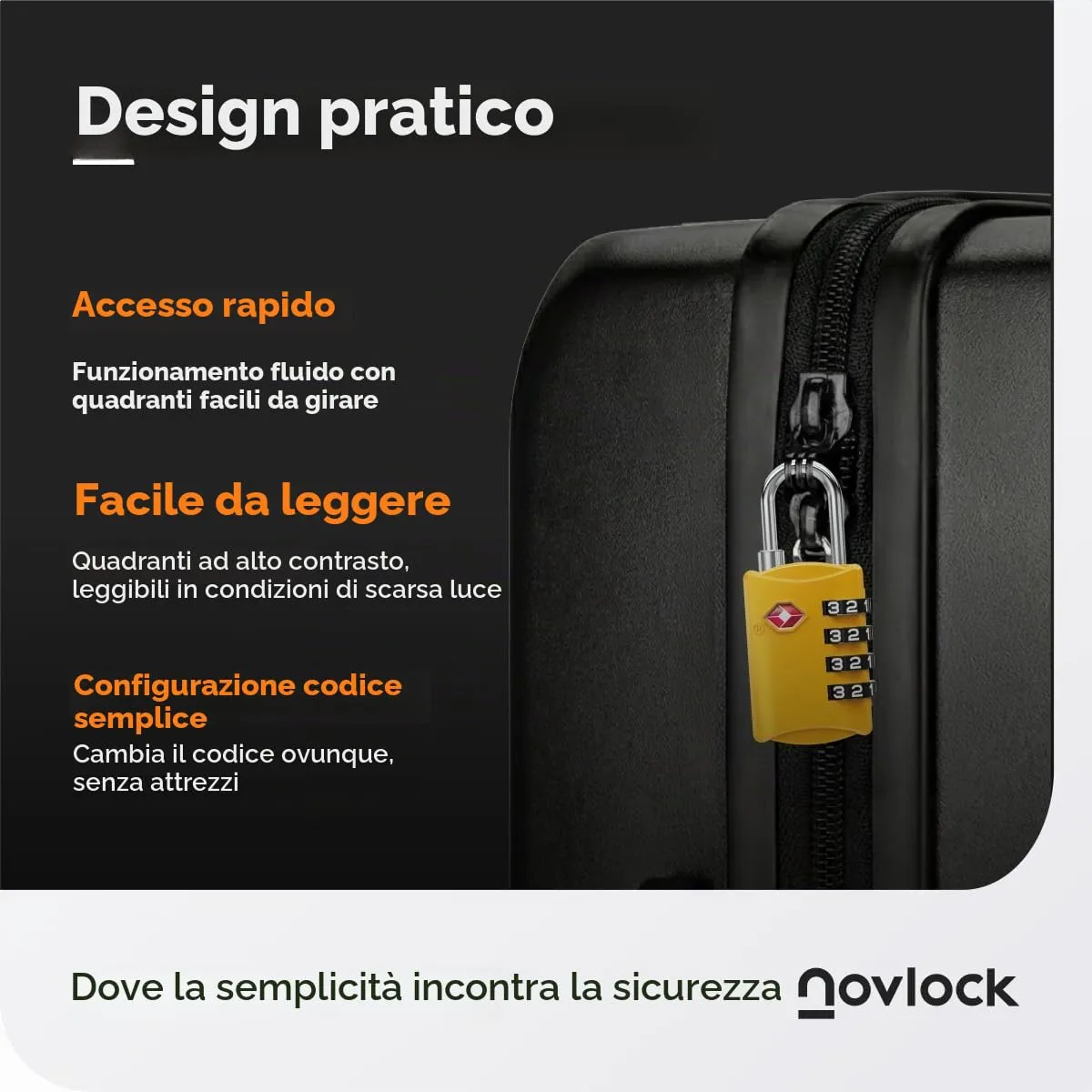 NovLock Lucchetti TSA a combinazione da viaggio a 4 cifre, Giallo, 2 pezzi - immagine 7