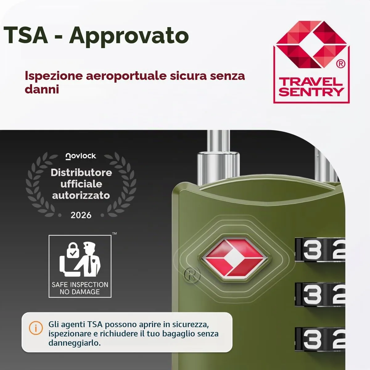 NovLock Lucchetti TSA a combinazione a 4 cifre per valigie e zaini, 2 pezzi, Verde - immagine 2
