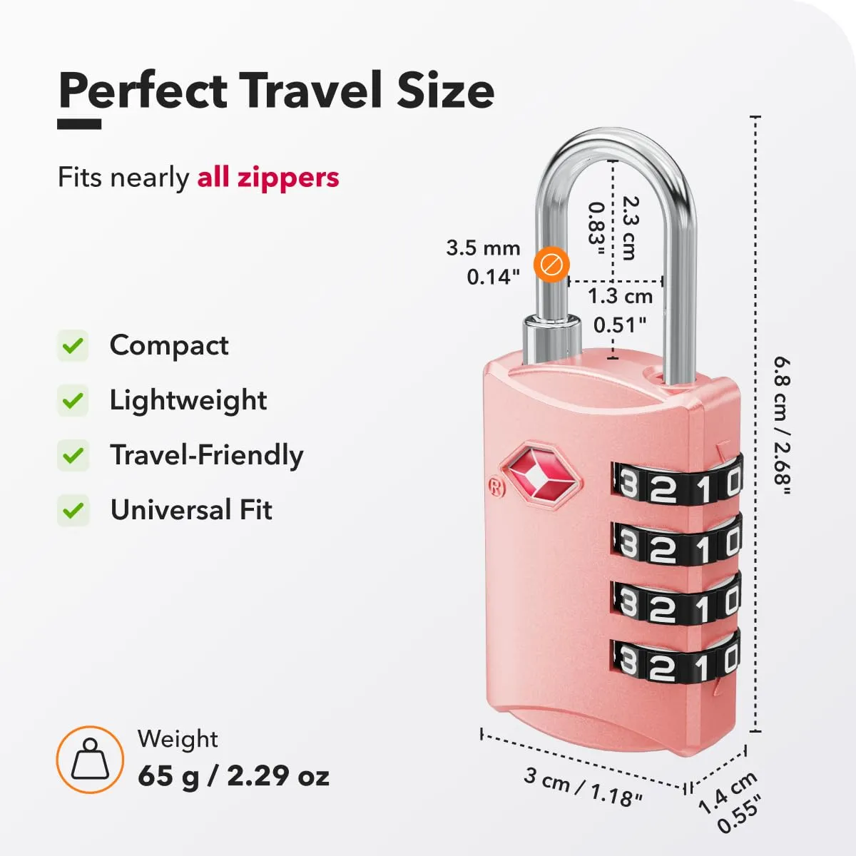 NovLock Lucchetto TSA a combinazione da viaggio a 4 cifre, Rosa - immagine 4