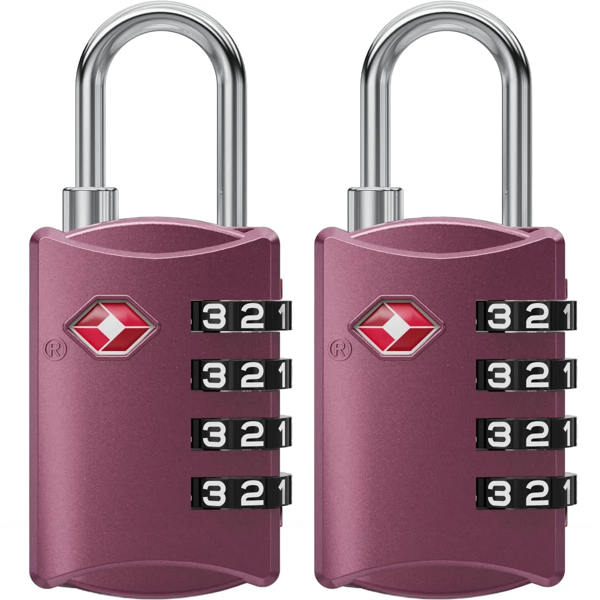 NovLock Lucchetti TSA a combinazione da viaggio a 4 cifre, 2 pezzi, Viola - immagine 1