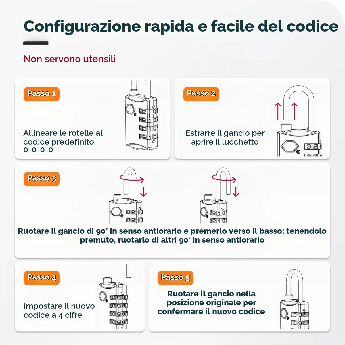 NovLock Lucchetto TSA a combinazione da viaggio a 4 cifre, Nero - immagine 9