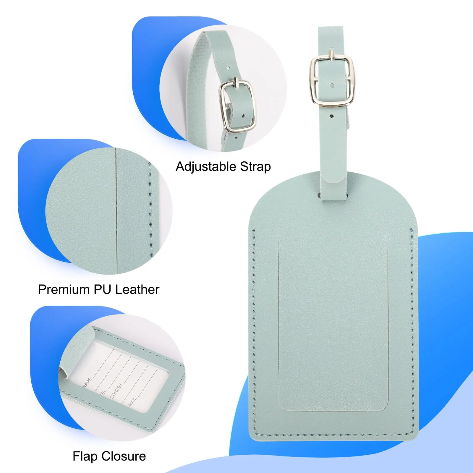 AiQInu Etichette per Valigie in PU, 3 Pezzi, 7x13cm - immagine 3