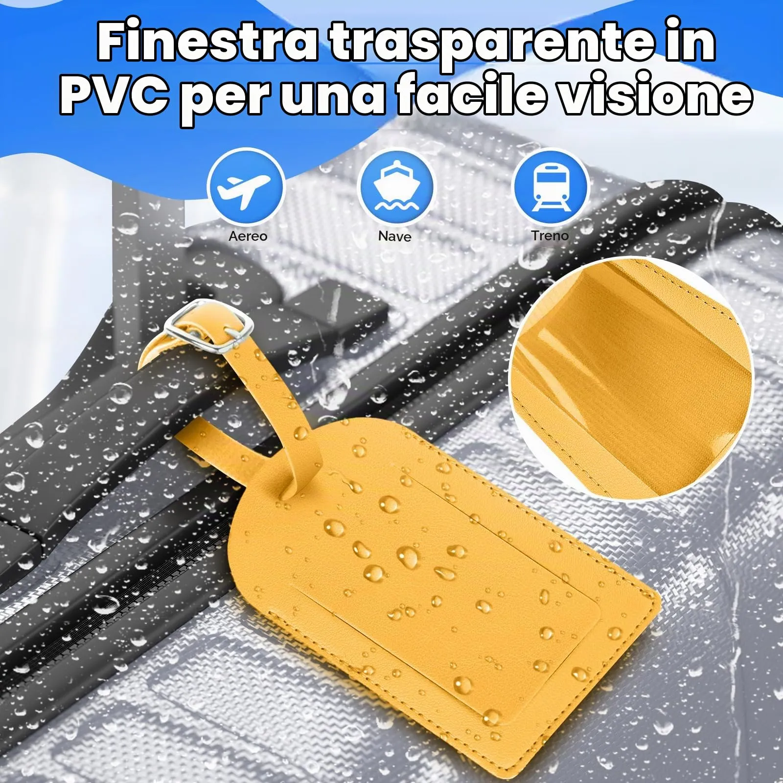 AiQInu Etichette per Valigie in PU, 3 Pezzi, 7x13cm - immagine 5