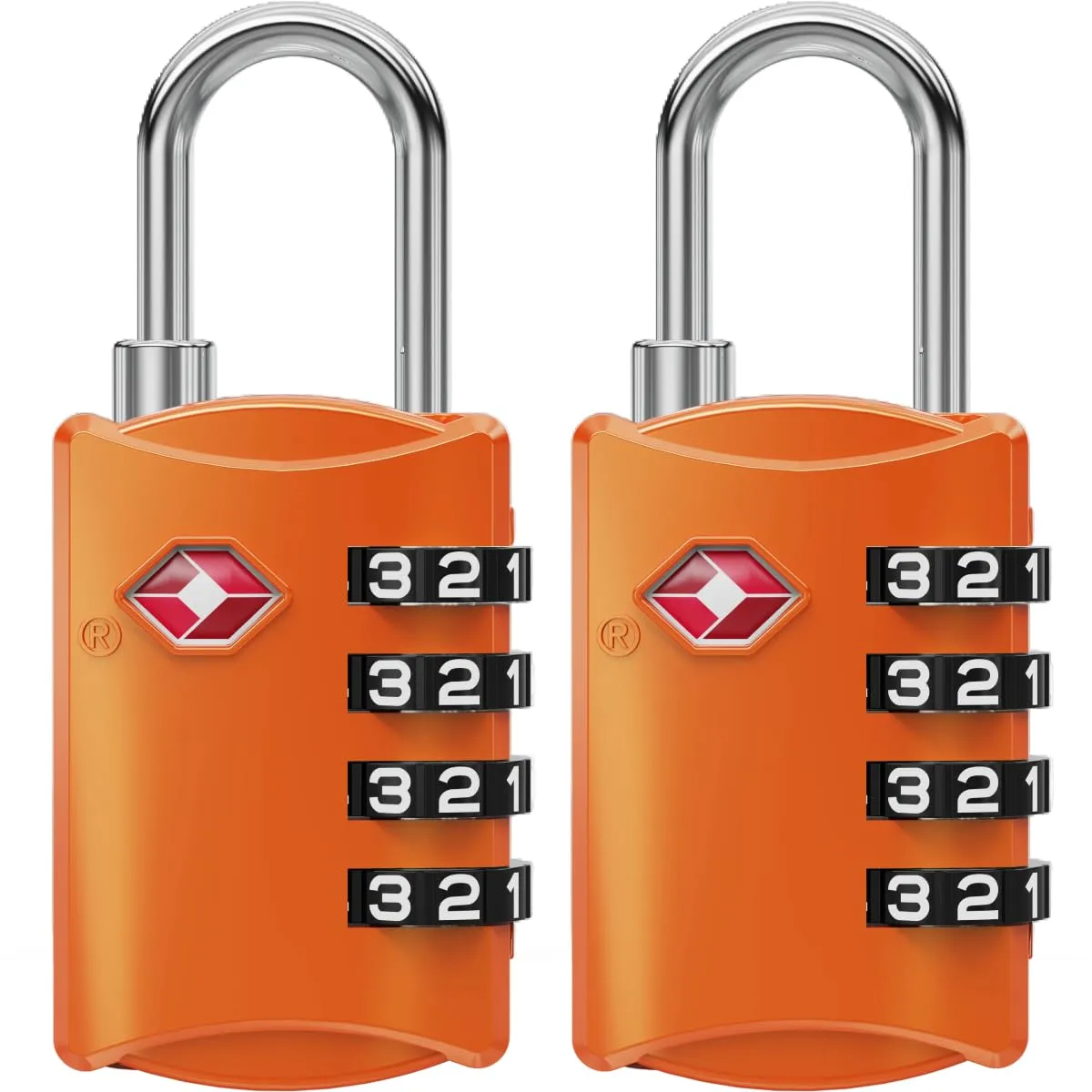NovLock Lucchetti TSA a combinazione da viaggio a 4 cifre, 2 pezzi, arancione - immagine 1