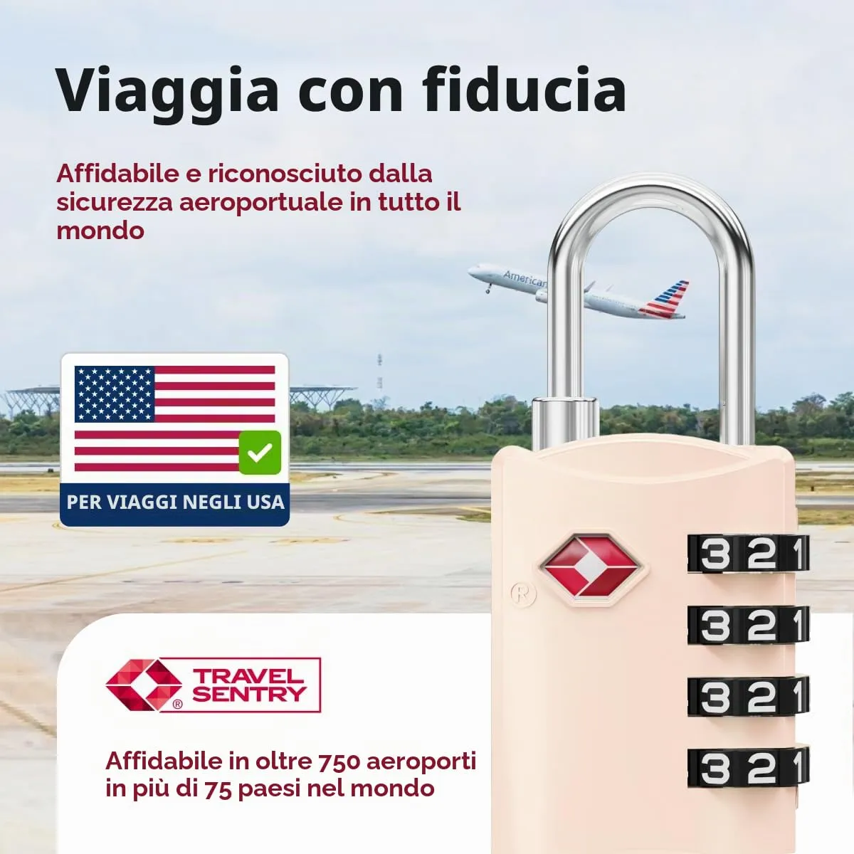 NovLock Lucchetti TSA a combinazione a 4 cifre per valigia, zaino e bagaglio, 4 pezzi, rosa/viola/rosso/rosa chiaro - immagine 3