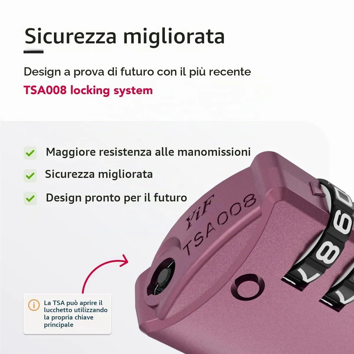 NovLock Lucchetti TSA a combinazione a 4 cifre per valigia, zaino e bagaglio, 4 pezzi, rosa/viola/rosso/rosa chiaro - immagine 5
