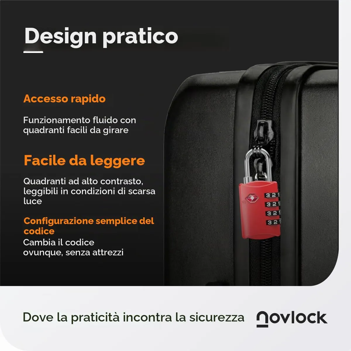 NovLock Lucchetti TSA a combinazione a 4 cifre per valigia, zaino e bagaglio, 4 pezzi, rosa/viola/rosso/rosa chiaro - immagine 7