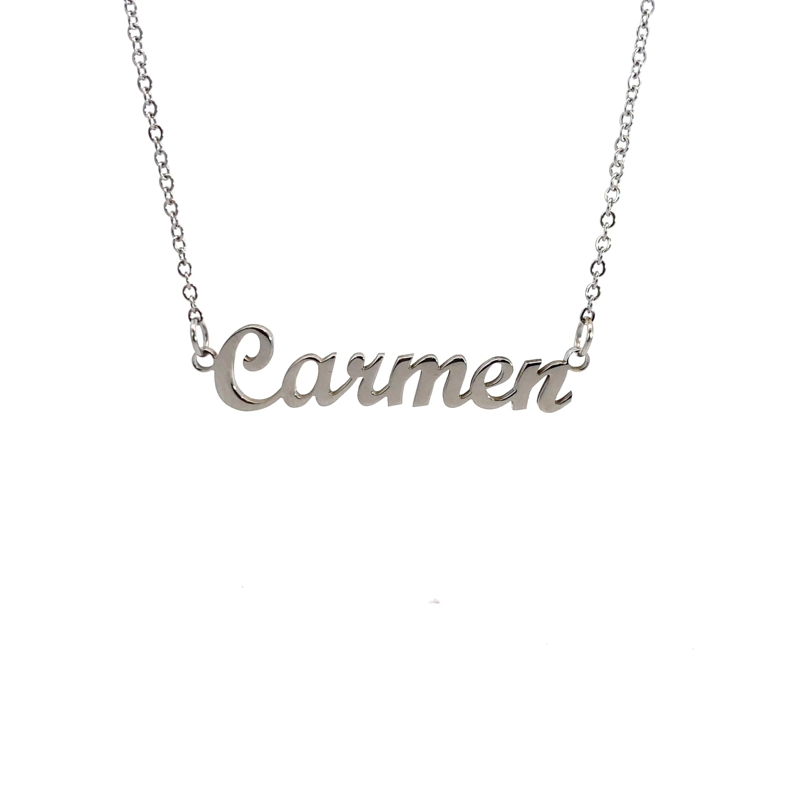 10:10 Collana Donna Nome Personalizzato in Acciaio Inox Anallergico, Finitura Lucida, Catena Regolabile (Carmen) - immagine 1