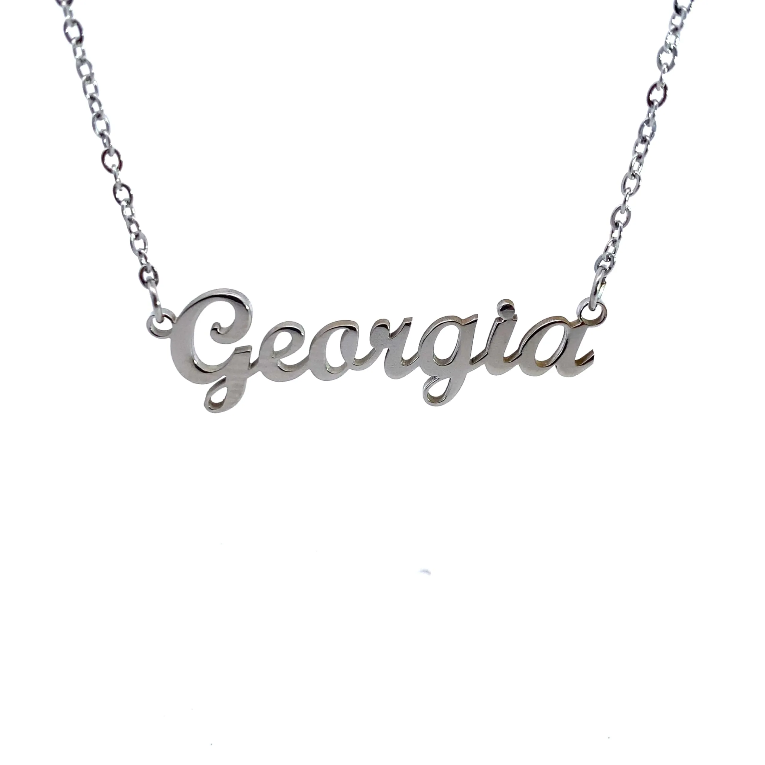 10:10 Collana Donna Nome Personalizzato in Acciaio Inox Anallergico, Finitura Lucida, Catena Sottile Regolabile (Georgia) - immagine 1