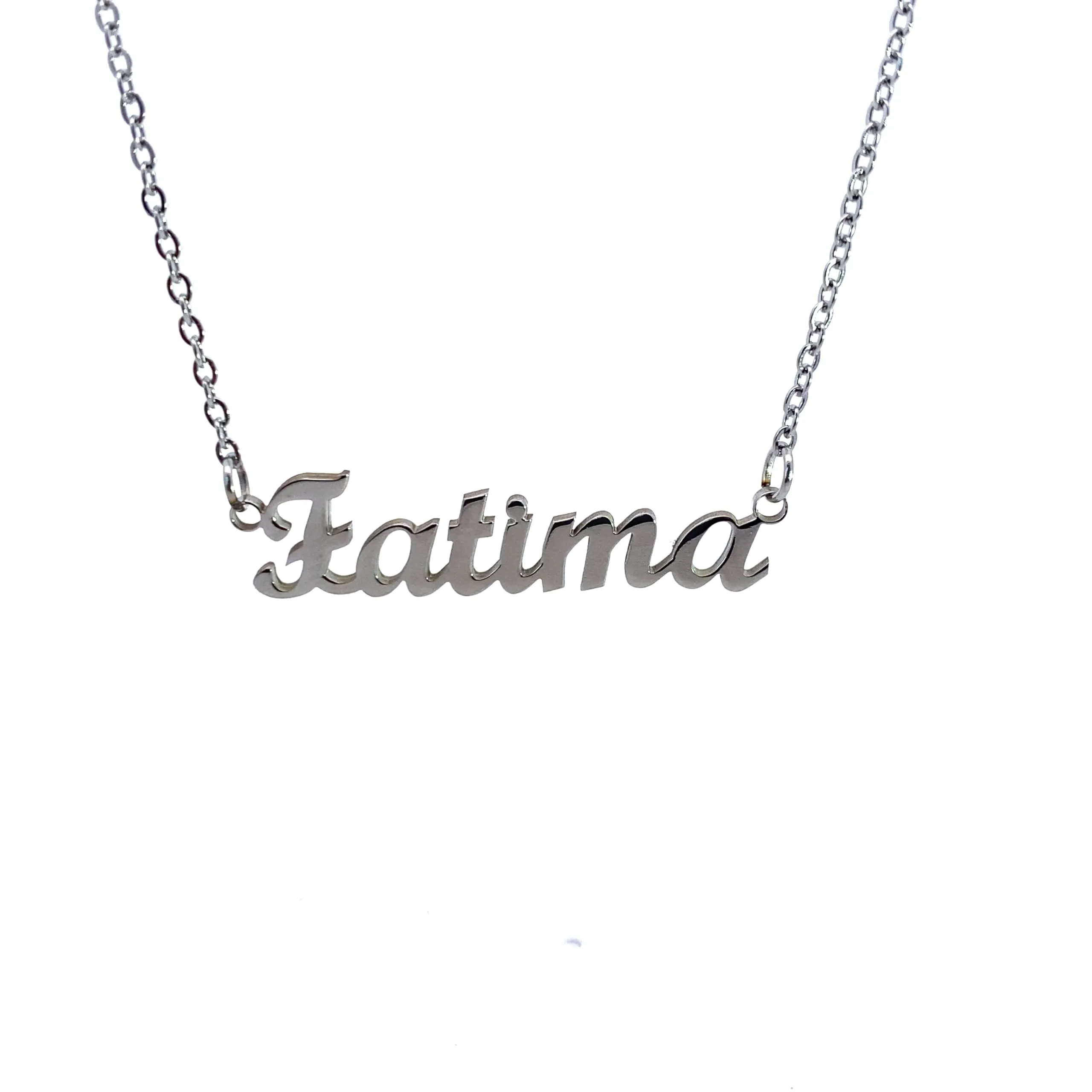 10:10 Collana Donna Nome Personalizzato in Acciaio Inox Anallergico, Finitura Lucida, Catena Sottile Regolabile (Fatima) - immagine 1