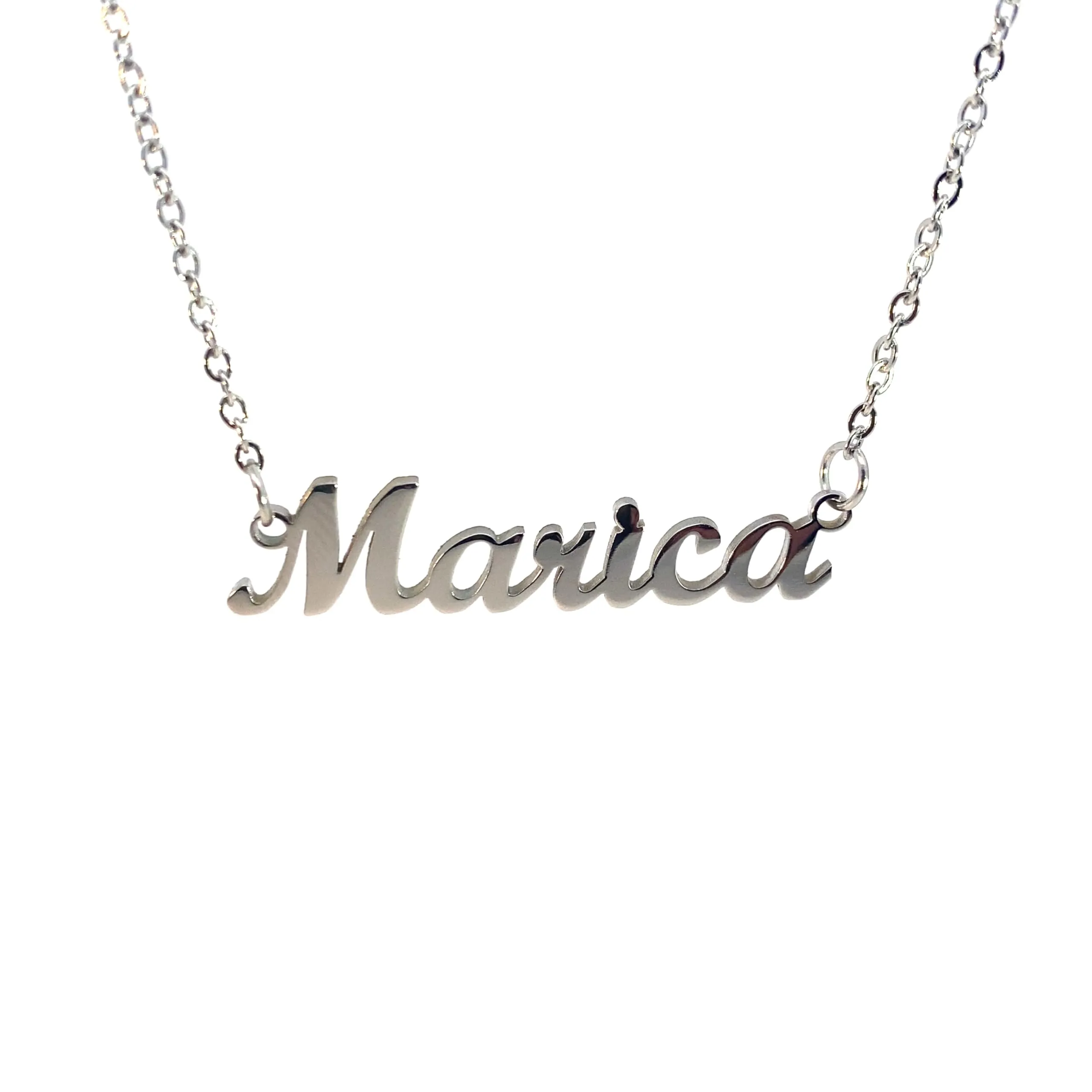 10:10 Collana Donna Nome Personalizzato in Acciaio Inox Anallergico, Finitura Lucida, Catena Regolabile (Marica) - immagine 1