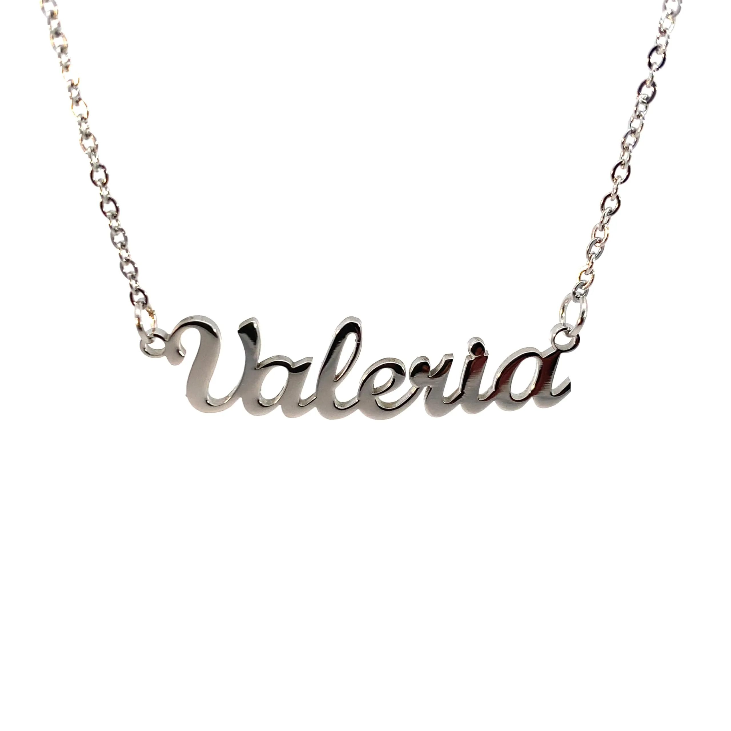 10:10 Collana Donna Nome Personalizzato Valeria in Acciaio Inox Anallergico, Finitura Lucida, Catena Sottile Regolabile - immagine 1