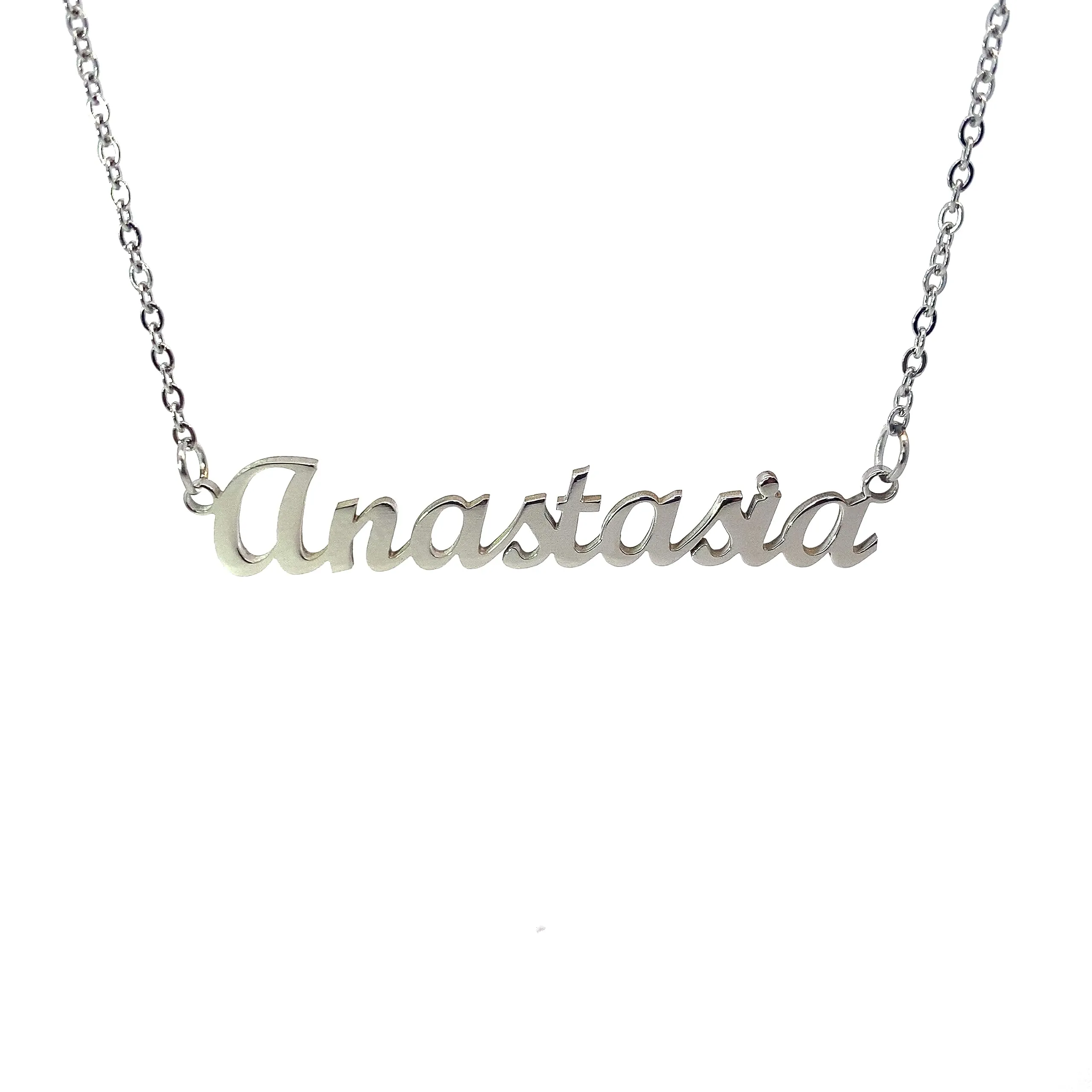 10:10 Collana Donna Nome Personalizzato in Acciaio Inox Anallergico, Finitura Lucida, Catena Sottile Regolabile (Anastasia) - immagine 1