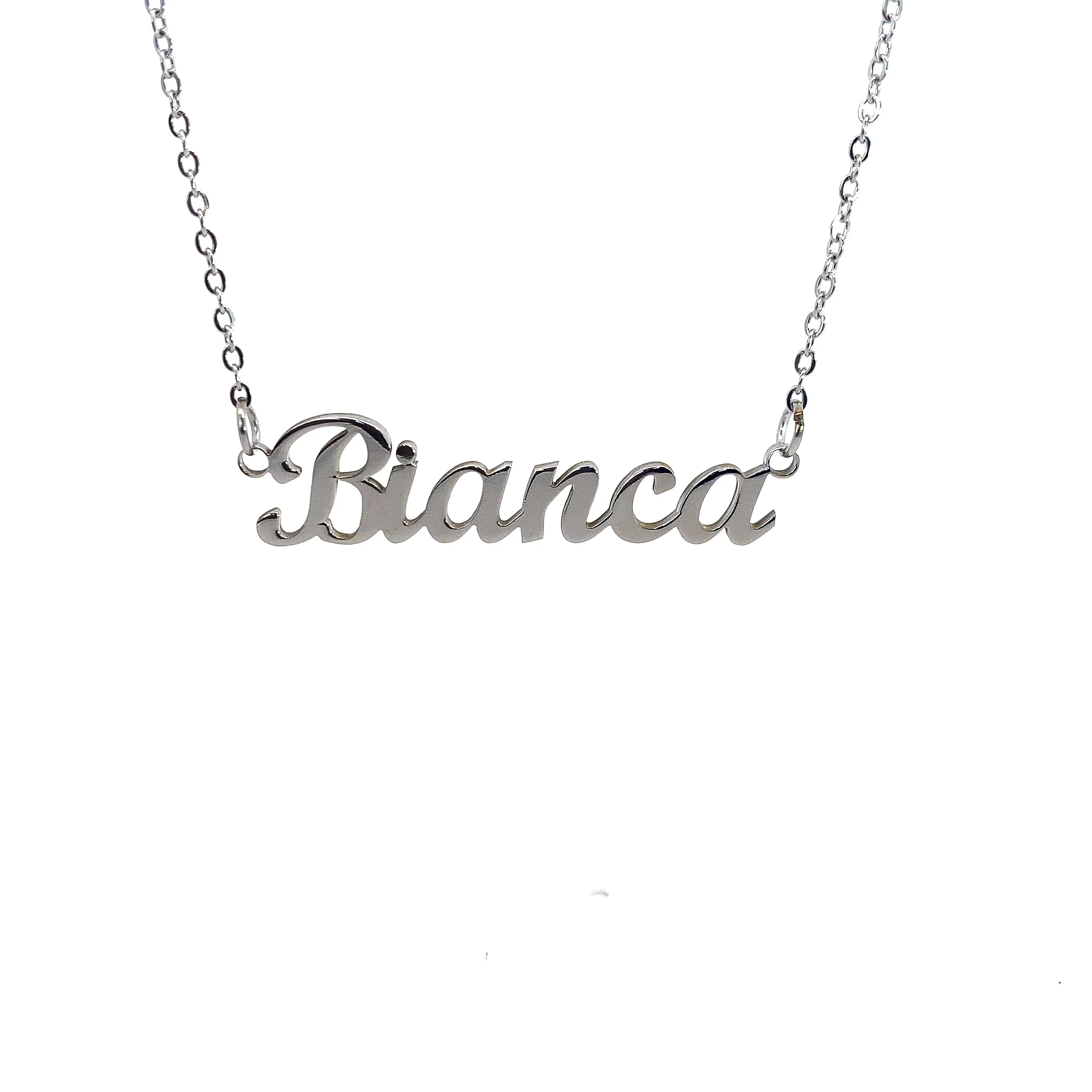 10:10 Collana Donna Nome Personalizzato in Acciaio Inox Anallergico, Finitura Lucida, Catena Sottile Regolabile, Bianca - immagine 1