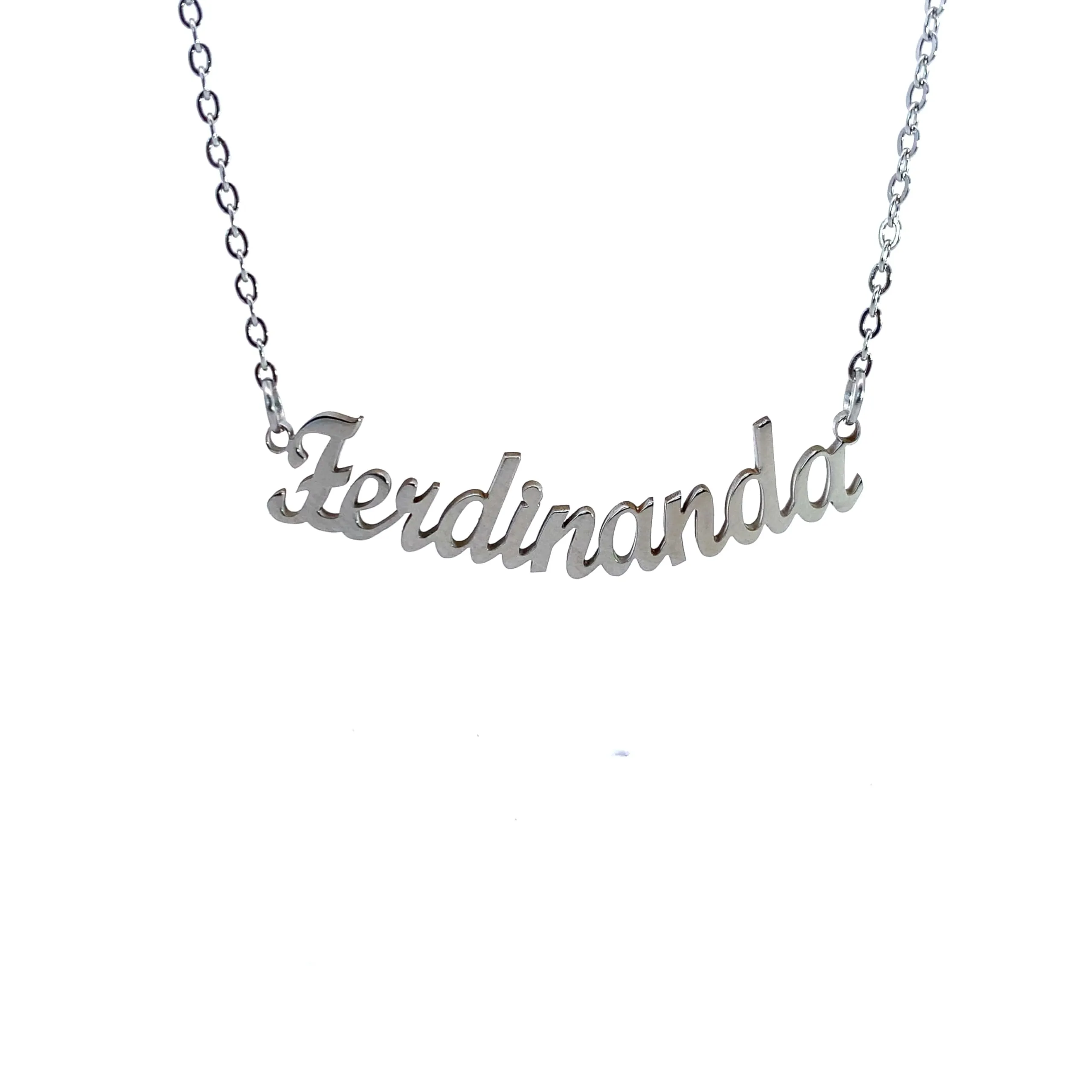 10:10 Collana Donna Nome Personalizzato in Acciaio Inox Anallergico, Finitura Lucida, Catena Sottile Regolabile (Ferdinanda) - immagine 1