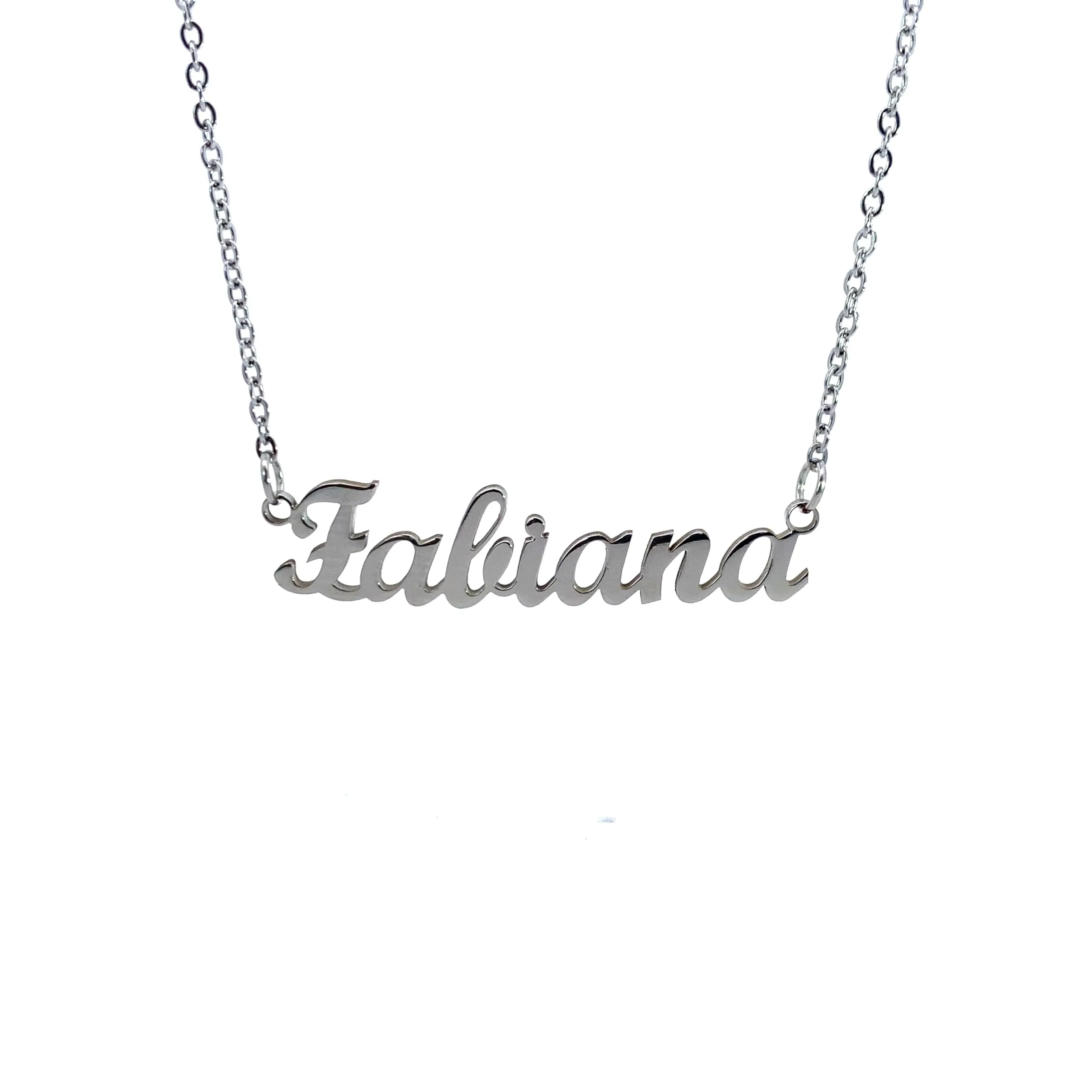 10:10 Collana Donna Nome Personalizzato in Acciaio Inox Anallergico, Finitura Lucida, Catena Sottile Regolabile (Fabiana) - immagine 1