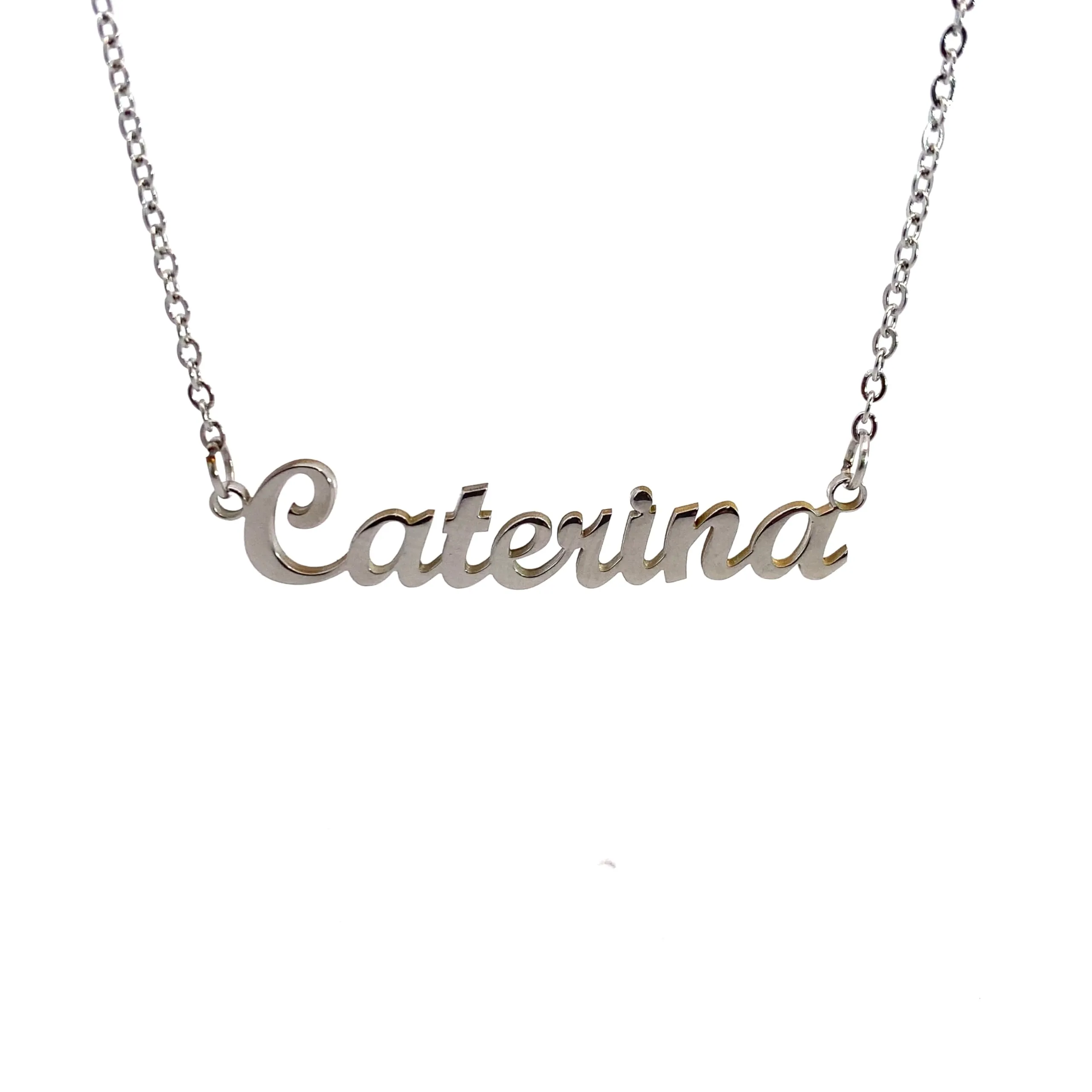 10:10 Collana Donna Nome Personalizzato Caterina in Acciaio Inox Anallergico, Finitura Lucida, Catena Regolabile - immagine 1