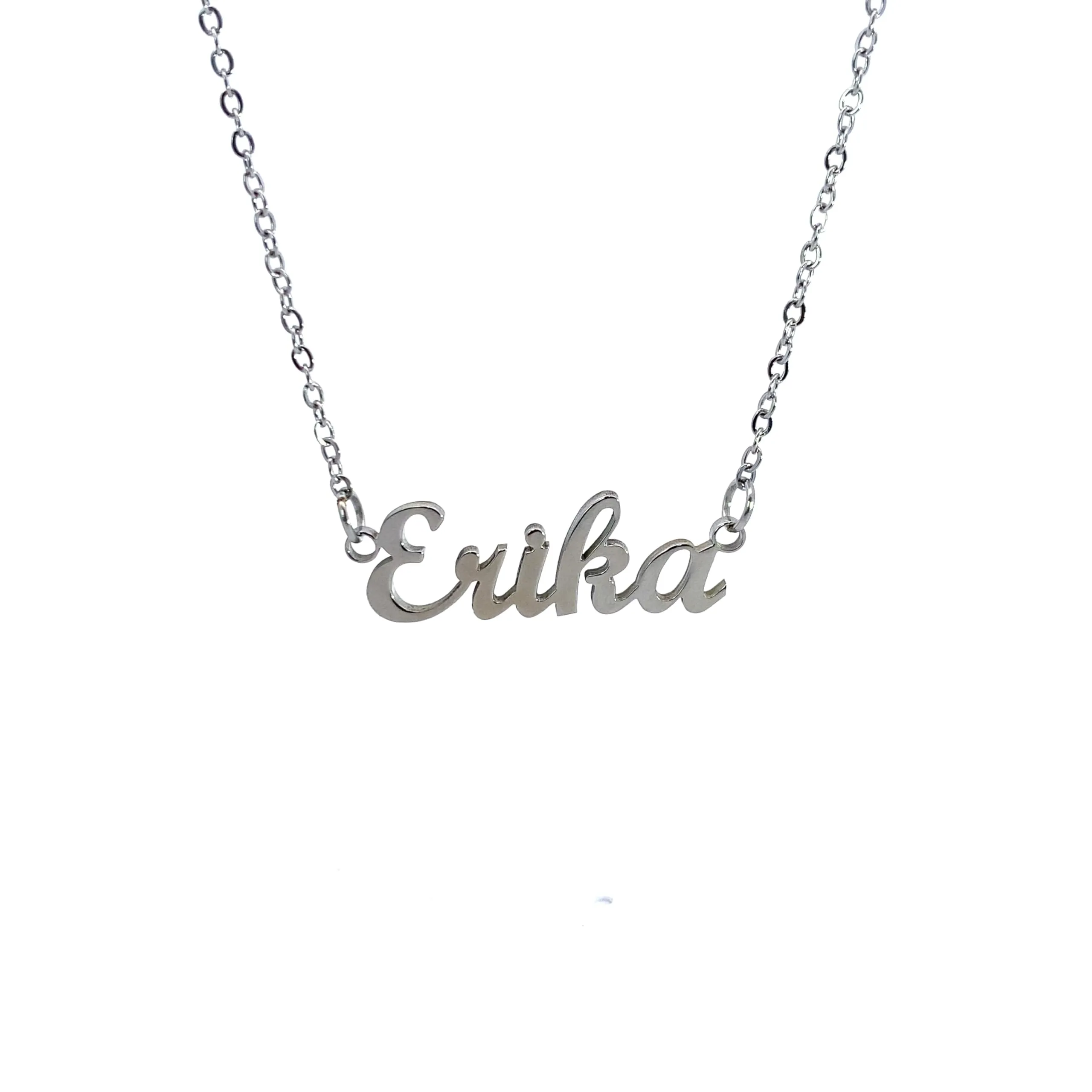 10:10 Collana Donna Nome Personalizzato Erika in Acciaio Inox Anallergico, Finitura Lucida, Catena Sottile Regolabile, Made in Italy - immagine 1