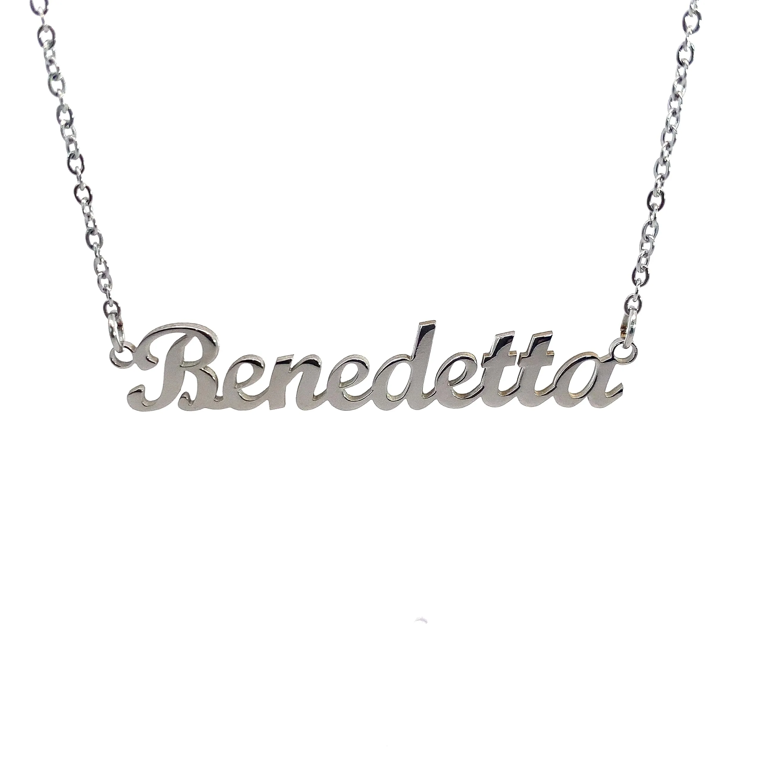 10:10 Collana Donna Nome Personalizzato in Acciaio Inox Anallergico, Finitura Lucida, Catena Sottile Regolabile (Benedetta) - immagine 1