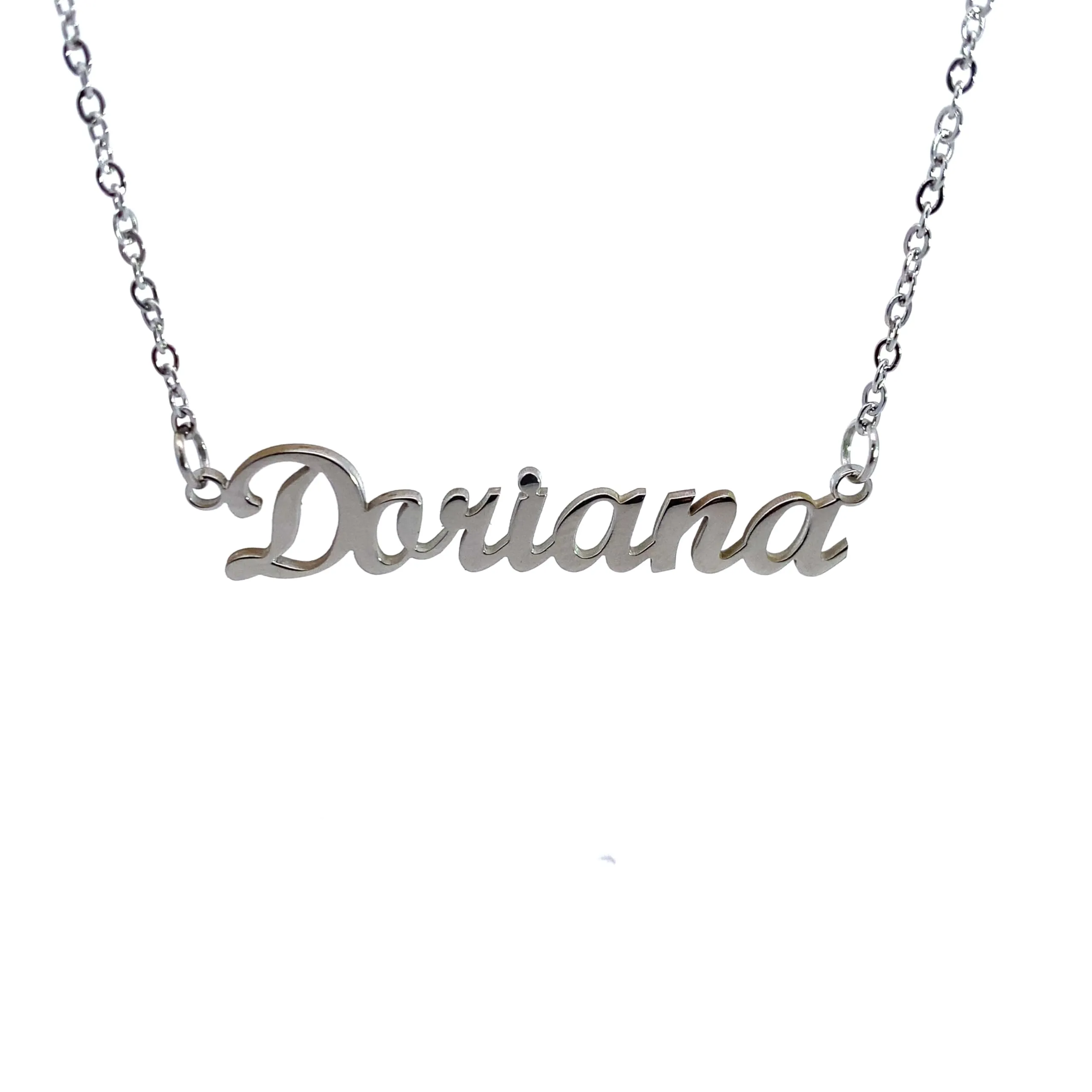 10:10 Collana Donna Nome Personalizzato in Acciaio Inox Anallergico, Finitura Lucida, Catena Sottile Regolabile (Doriana) - immagine 1