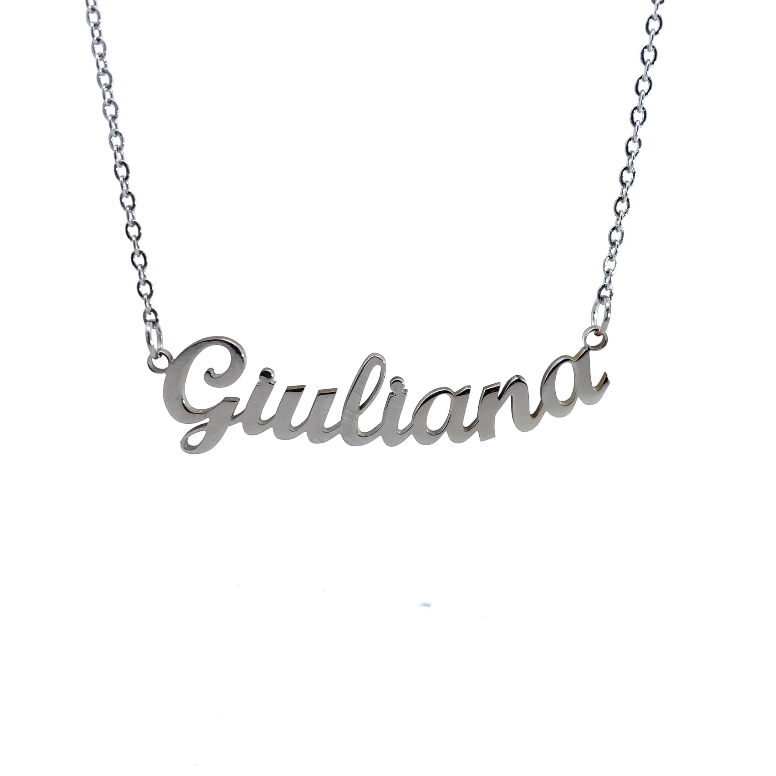 10:10 Collana Donna Nome Personalizzato in Acciaio Inox Anallergico, Finitura Lucida, Catena Sottile Regolabile (Giuliana) - immagine 1