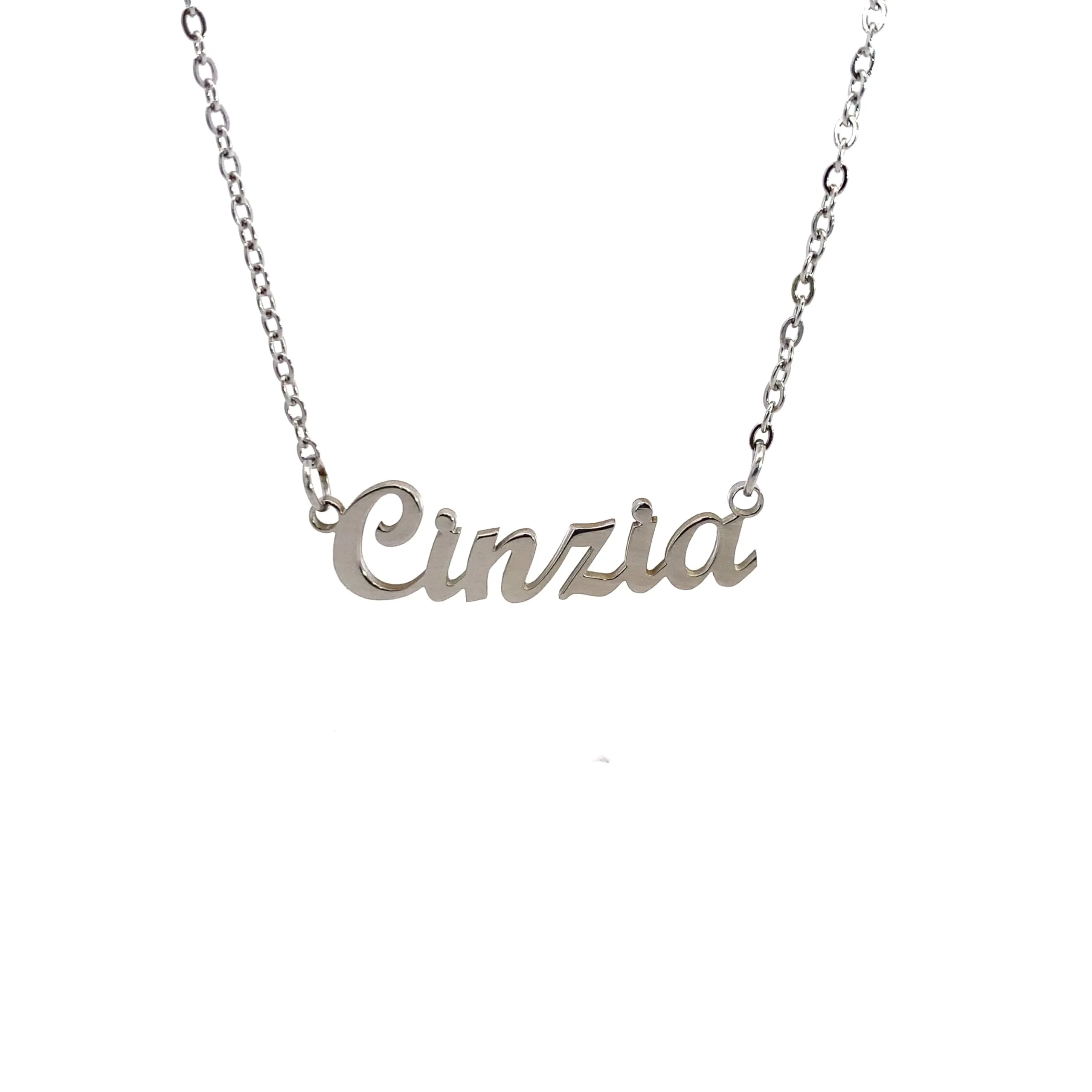 10:10 Collana Donna Nome Personalizzato Cinzia in Acciaio Inox Anallergico, Finitura Lucida, Catena Regolabile - immagine 1