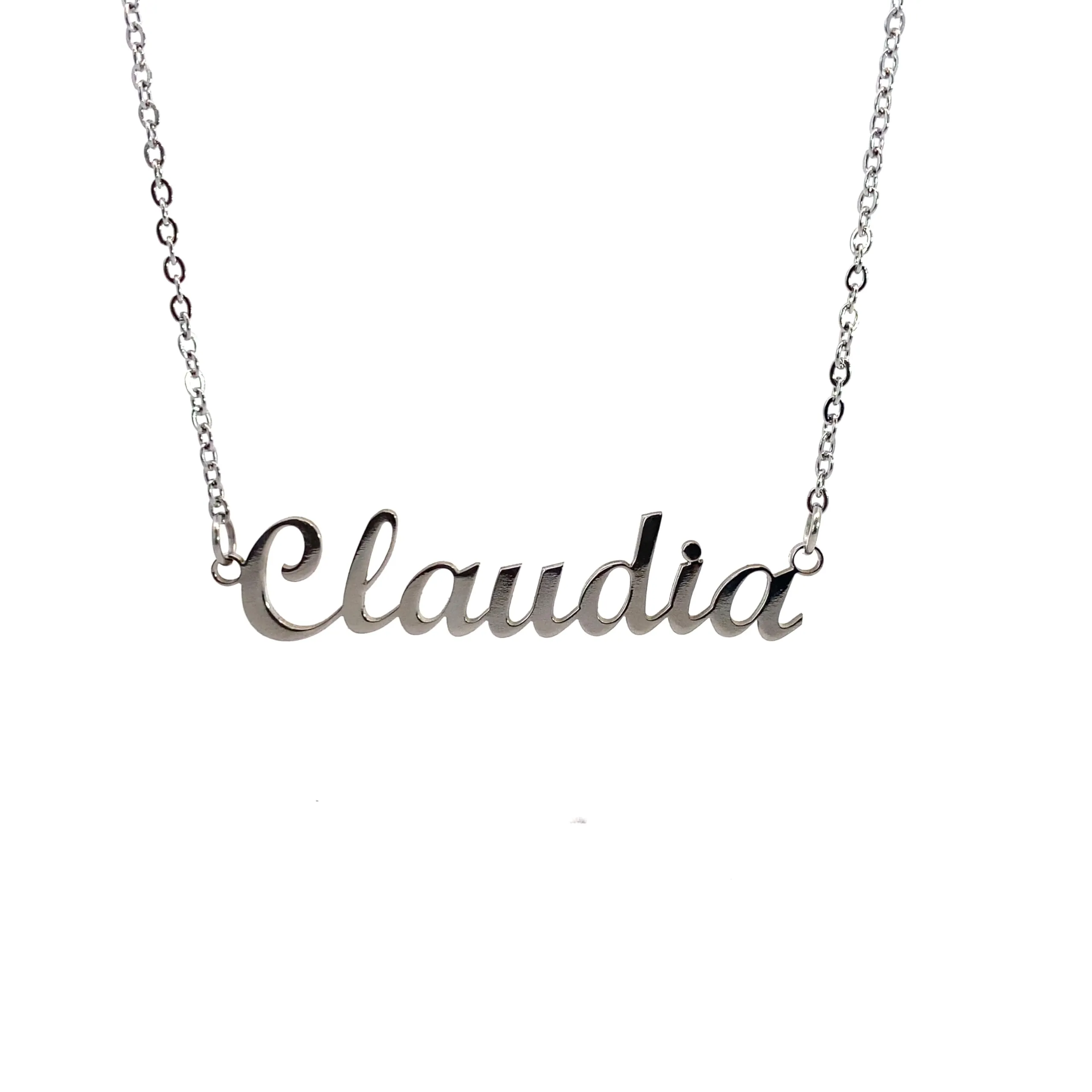 10:10 Collana Donna Nome Personalizzato in Acciaio Inox Anallergico, Finitura Lucida, Catena Sottile Regolabile (Claudia) - immagine 1