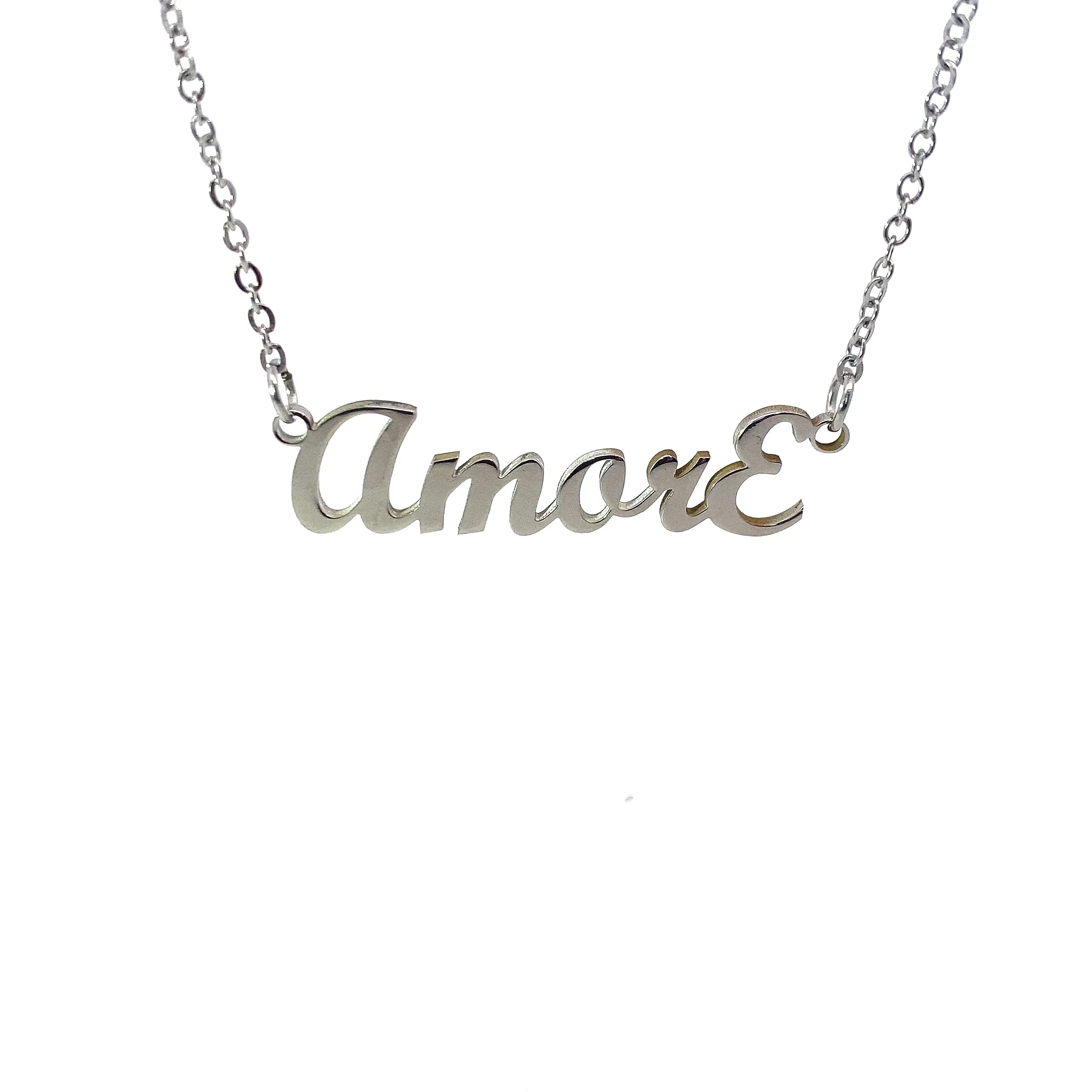 10:10 Collana Amore Donna Nome Personalizzato in Acciaio Inox Anallergico, Finitura Lucida, Catena Sottile Regolabile - immagine 1