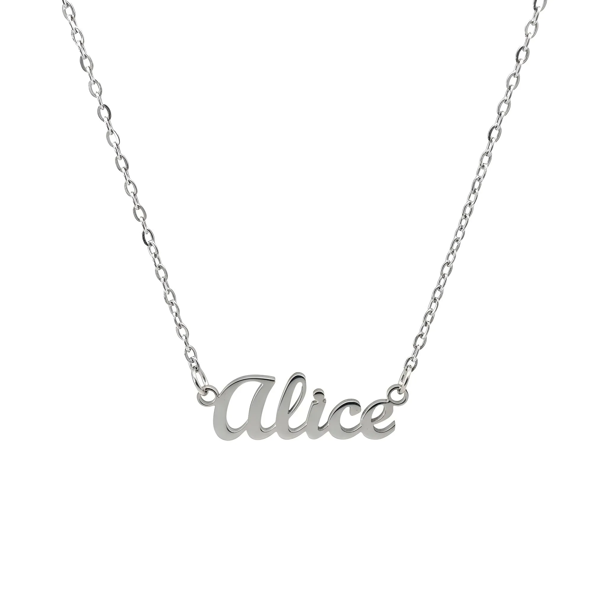 10:10 Collana Donna Nome Personalizzato in Acciaio Inox Anallergico, Finitura Lucida, Catena Regolabile (Alice) - immagine 1