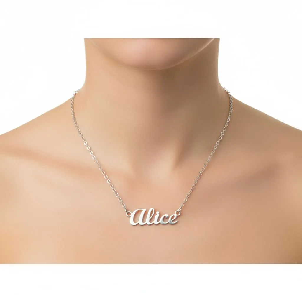 10:10 Collana Donna Nome Personalizzato in Acciaio Inox Anallergico, Finitura Lucida, Catena Regolabile (Alice) - immagine 3