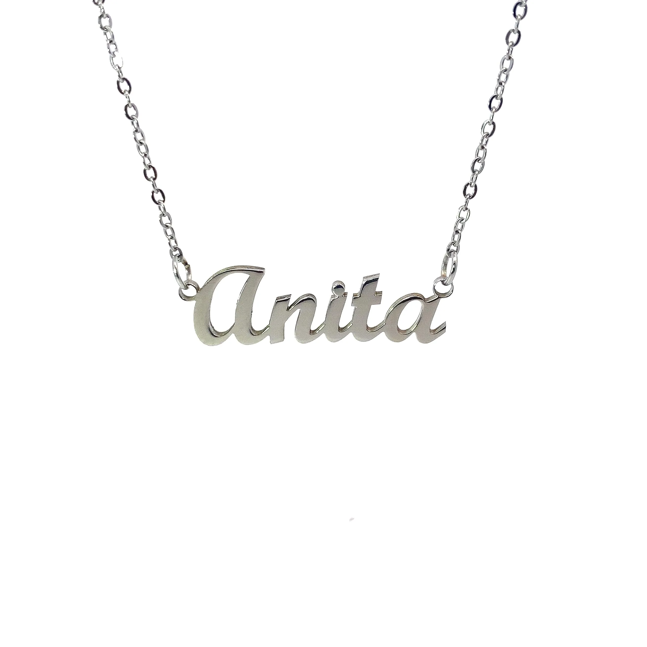10:10 Collana Donna Nome Personalizzato in Acciaio Inox Anallergico, Finitura Lucida, Catena Sottile Regolabile (Anita) - immagine 1