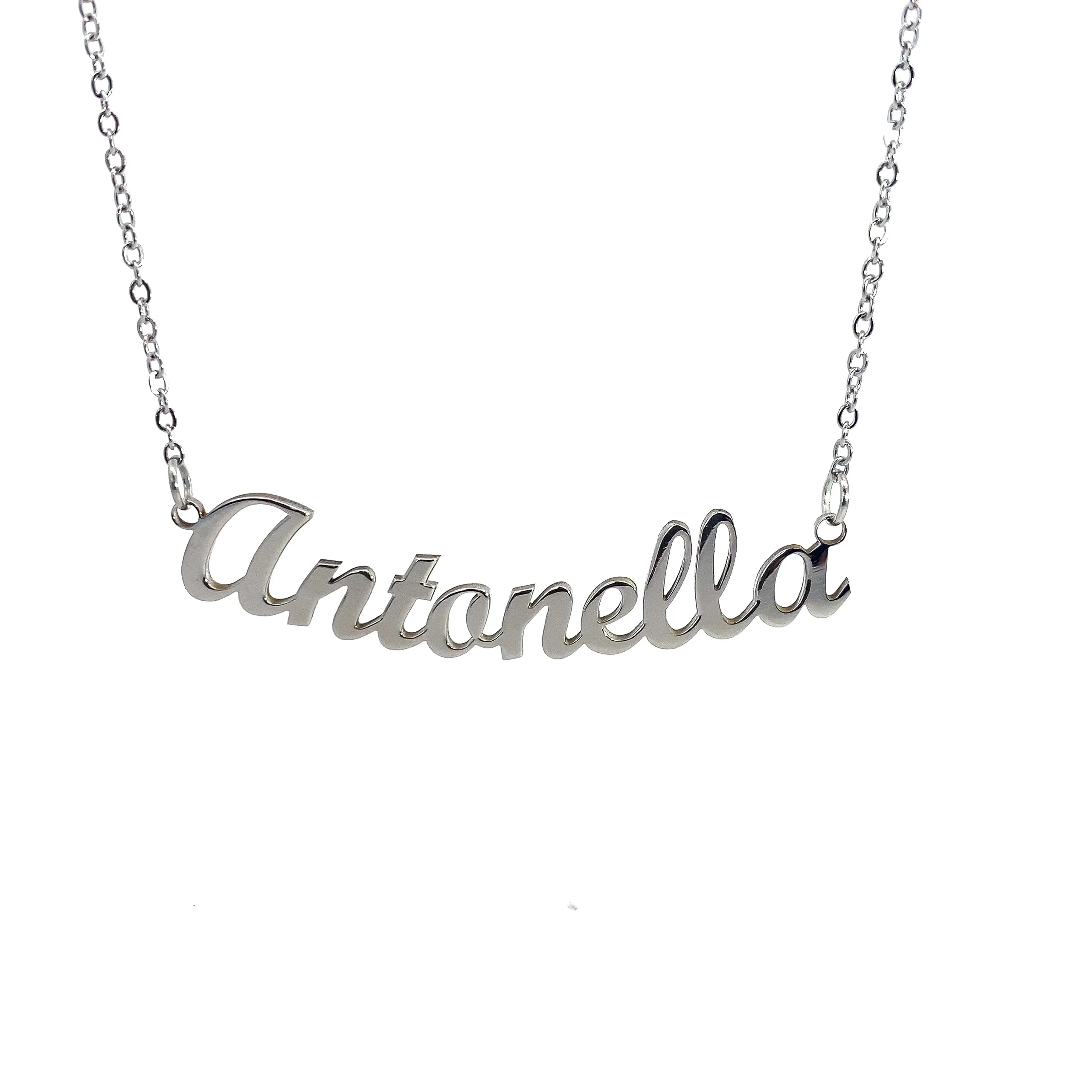 10:10 Collana Donna Nome Personalizzato in Acciaio Inox Anallergico, Finitura Lucida, Catena Sottile Regolabile (Antonella) - immagine 1