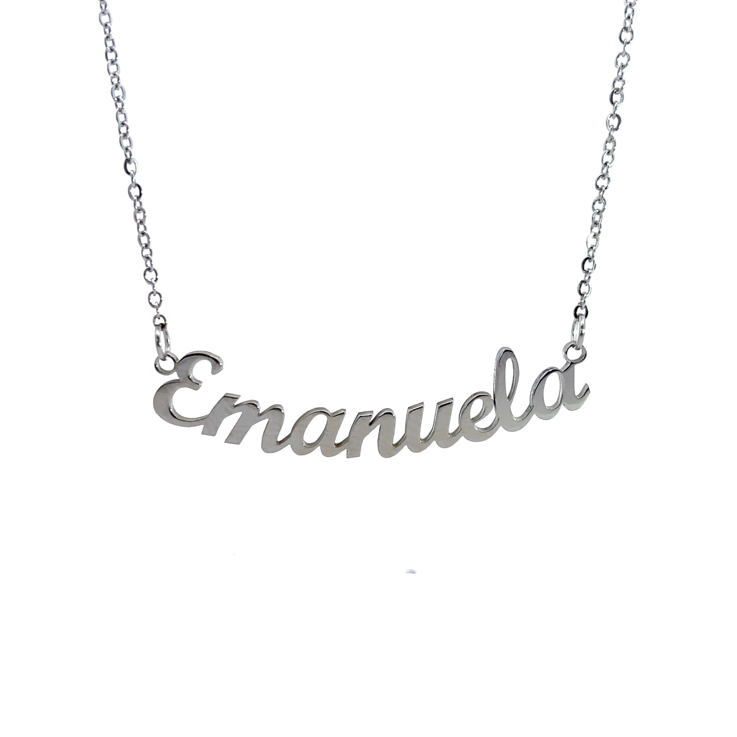 10:10 Collana Donna Nome Personalizzato in Acciaio Inox Anallergico, Finitura Lucida, Catena Sottile Regolabile (Emanuela) - immagine 1