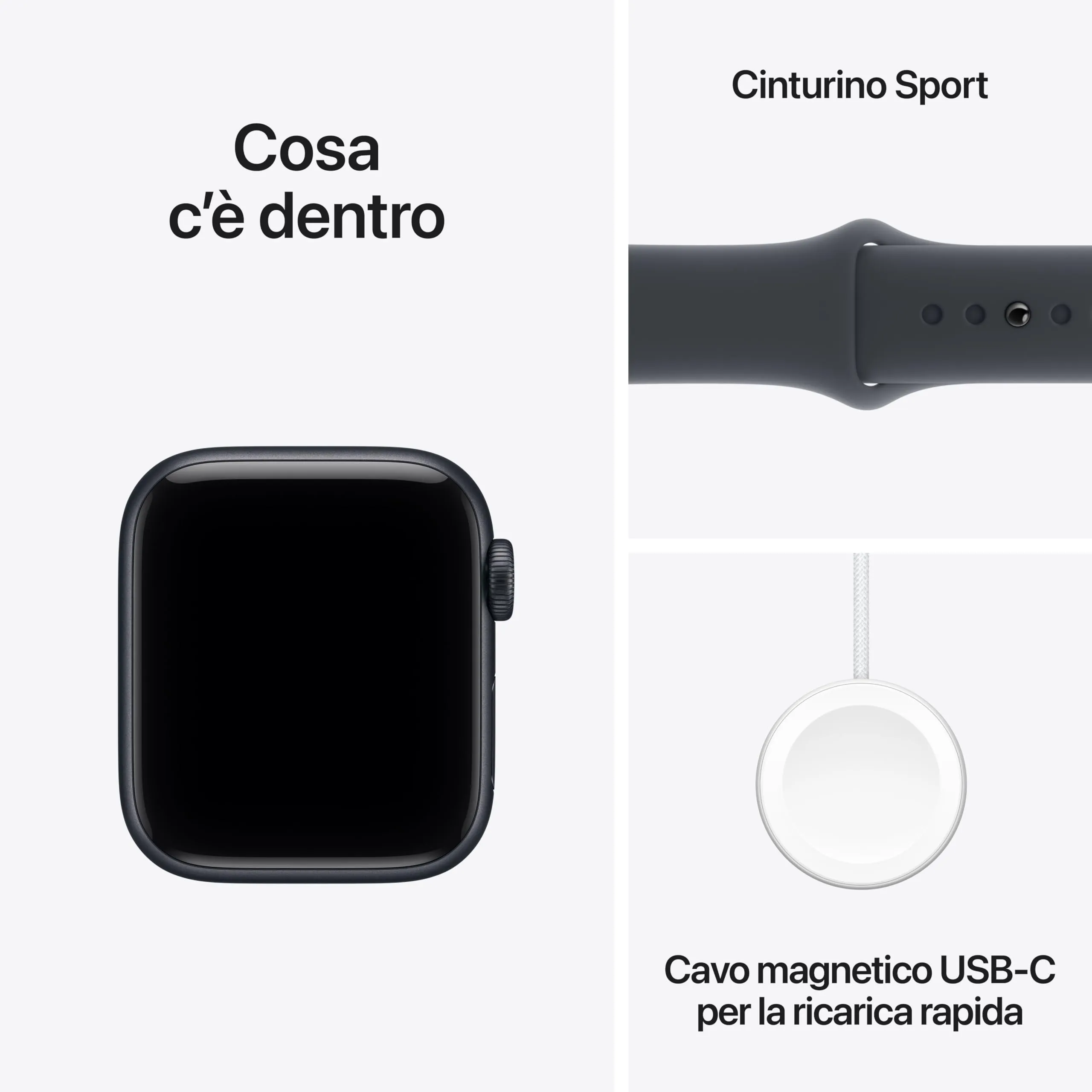 Apple Watch SE 3 GPS, Cassa 40 mm, Alluminio Mezzanotte, Cinturino Sport Mezzanotte S/M - immagine 6
