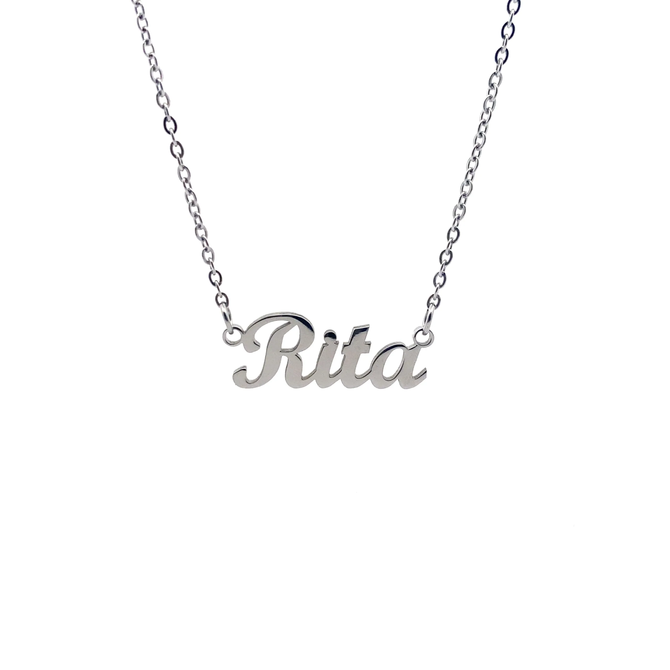 10:10 Collana Donna Nome Personalizzato in Acciaio Inox Anallergico, Finitura Lucida, Catena Regolabile (Rita) - immagine 1