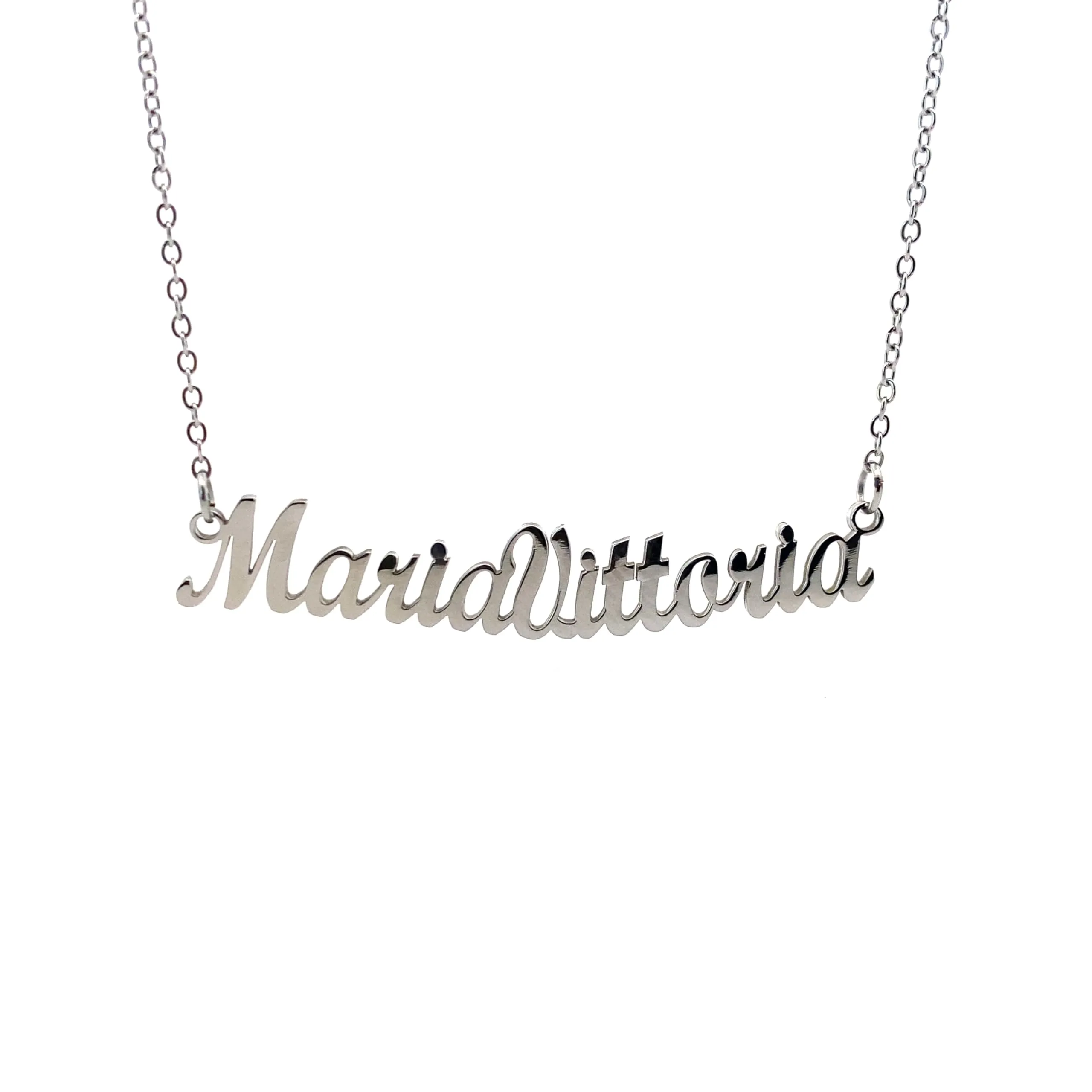 10:10 Collana Donna Nome Personalizzato in Acciaio Inox Anallergico, Finitura Lucida, Catena Sottile Regolabile, Made in Italy - immagine 1