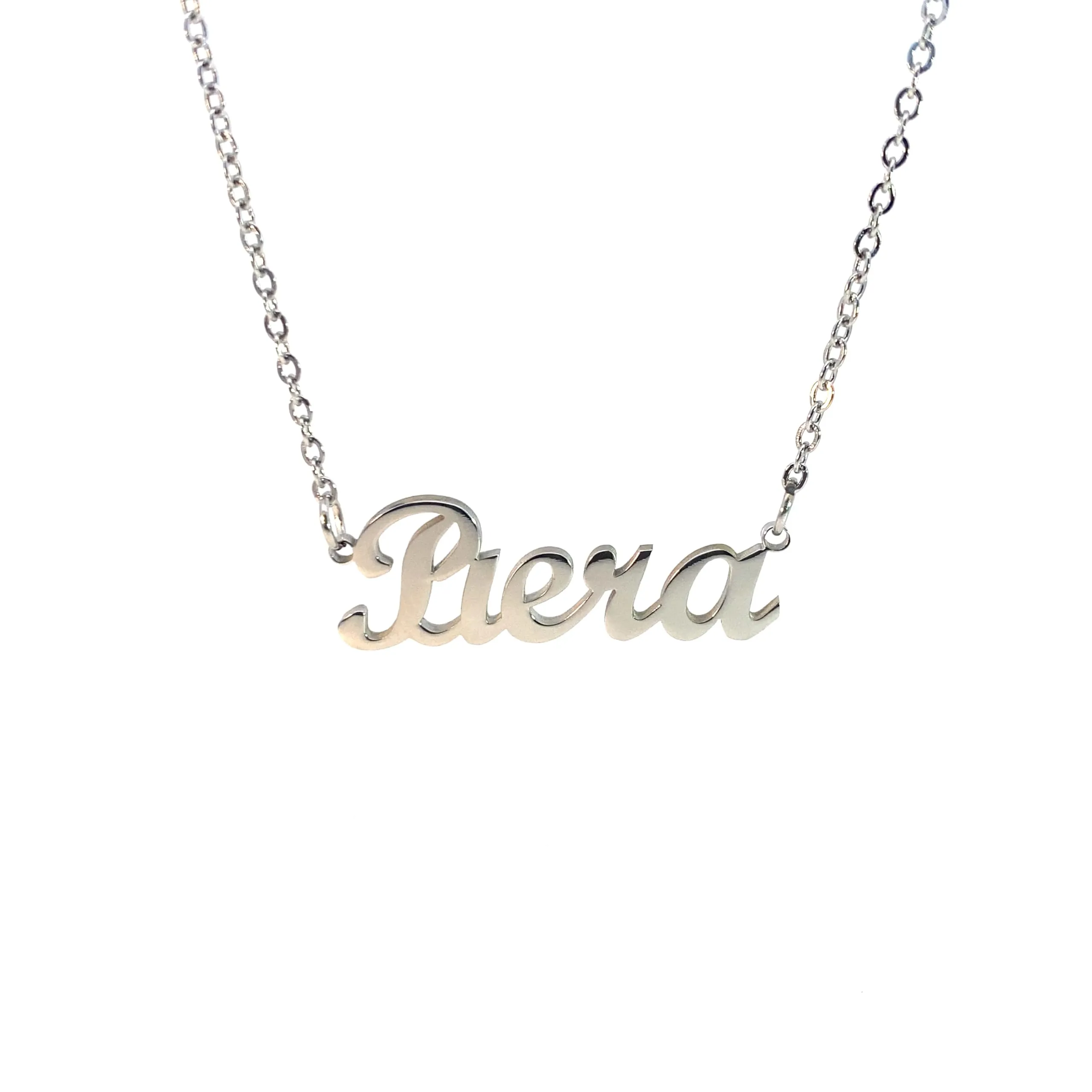 10:10 Collana Donna Nome Personalizzato in Acciaio Inox Anallergico, Finitura Lucida, Catena Sottile Regolabile (Piera) - immagine 1