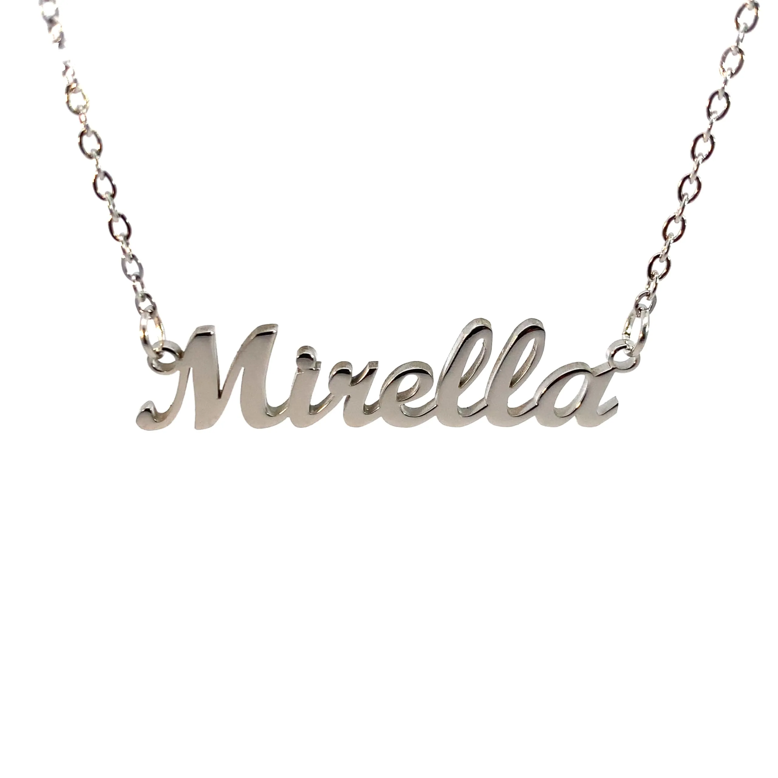 10:10 Collana Donna Nome Personalizzato in Acciaio Inox Anallergico, Finitura Lucida, Catena Sottile Regolabile (Mirella) - immagine 1