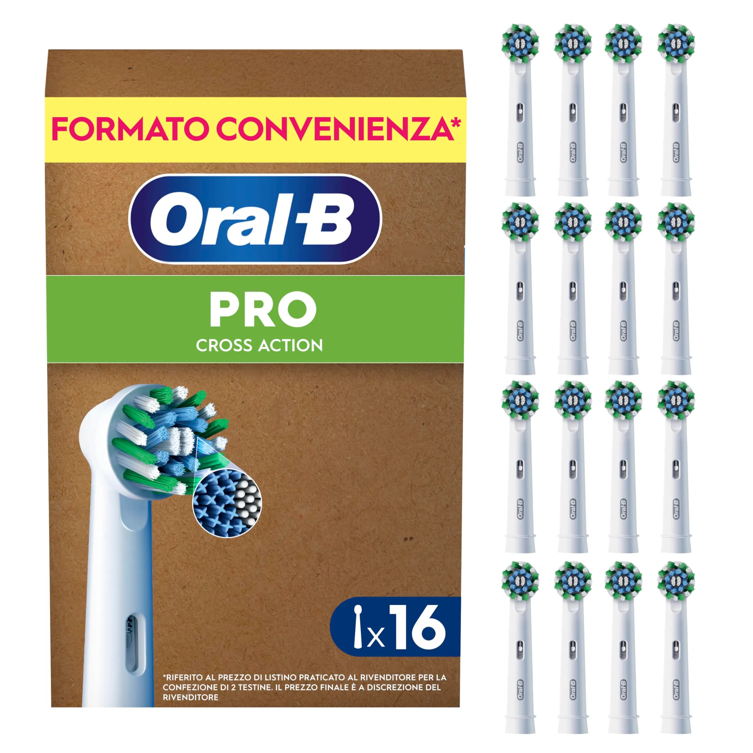 Oral-B Cross Action Testine di Ricambio, Bianche, 16 unità - immagine 1