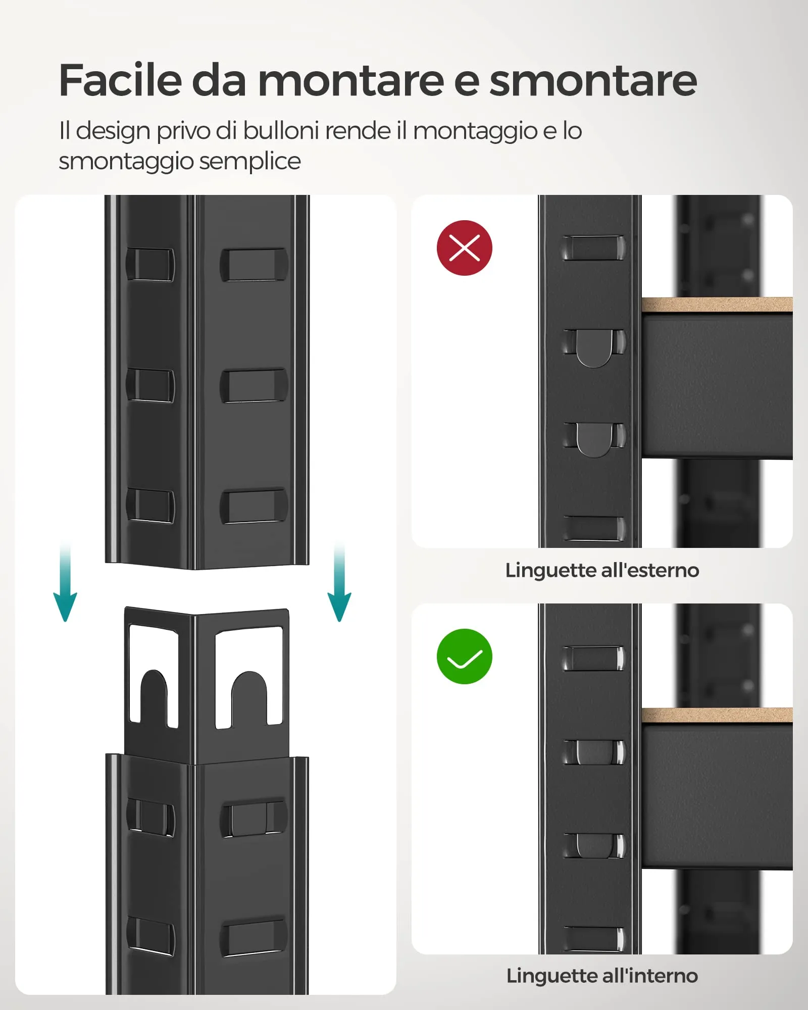 SONGMICS Set di 2 Scaffali in Metallo a 5 Ripiani Regolabili, 30 x 75 x 150 cm, Nero GLR030B22 - immagine 6