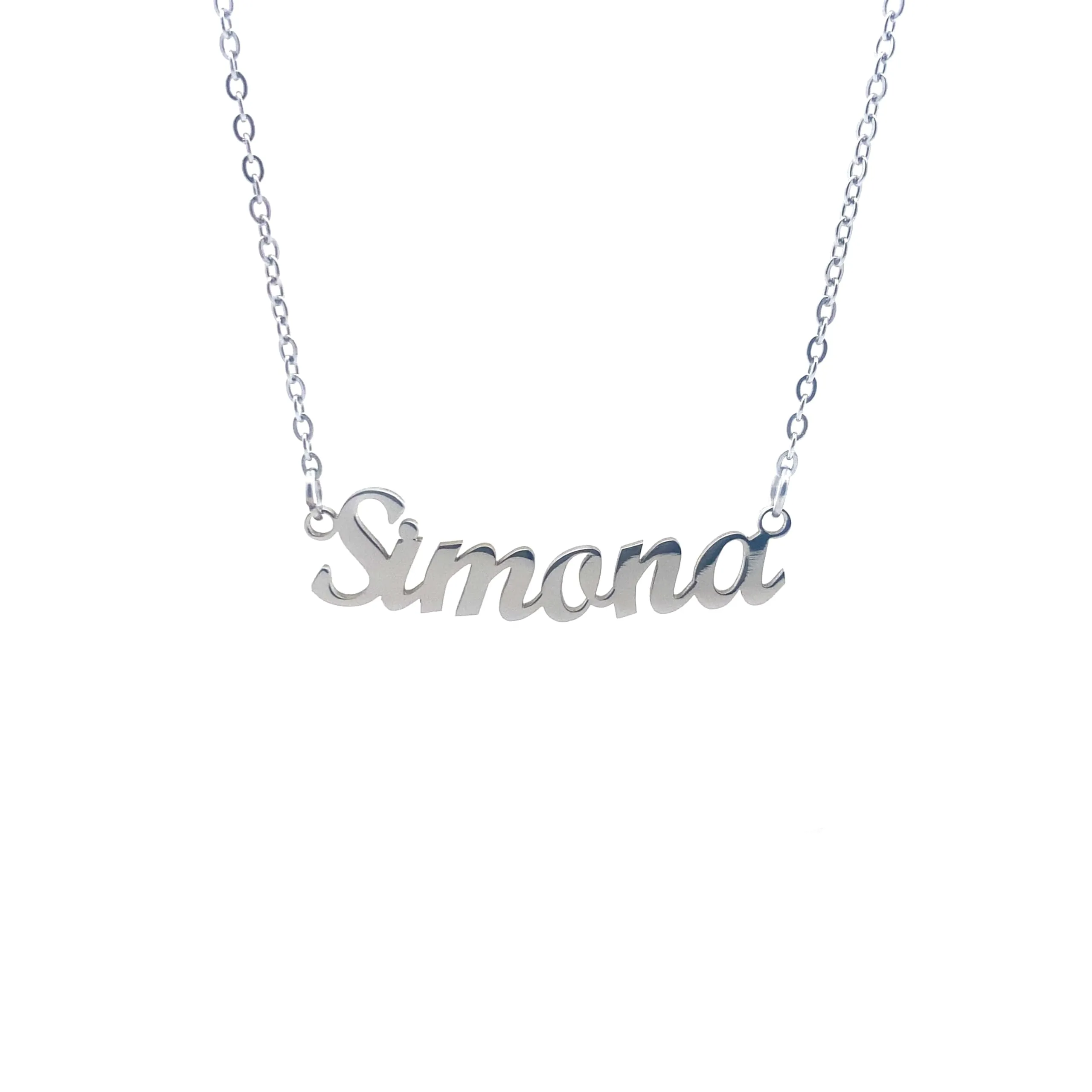 10:10 Collana Donna Nome Personalizzato in Acciaio Inox Anallergico, Finitura Lucida, Catena Sottile Regolabile (Simona) - immagine 1