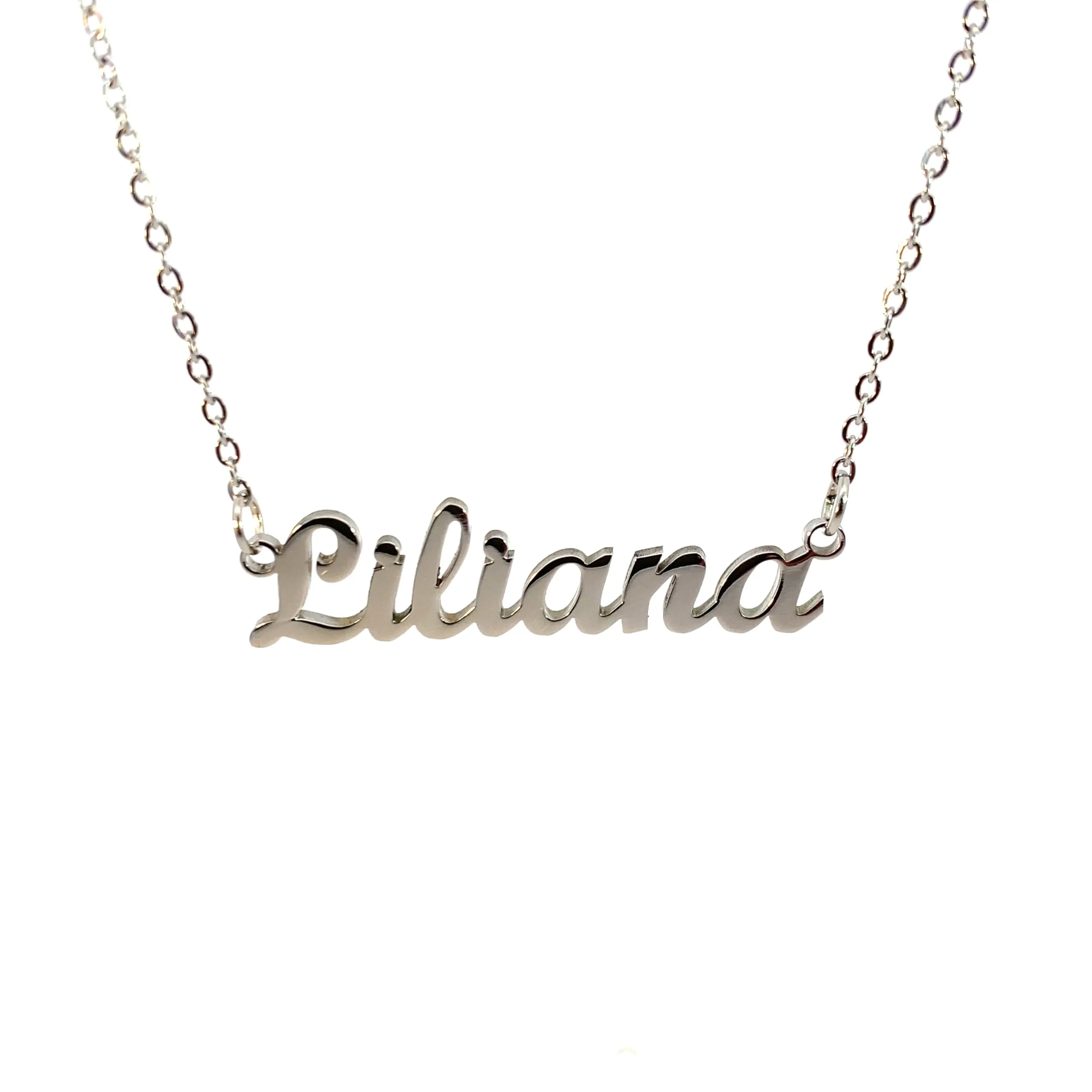 10:10 Collana Donna Nome Personalizzato Liliana in Acciaio Inox Anallergico, Finitura Lucida, Catena Sottile Regolabile, Made in Italy - immagine 1
