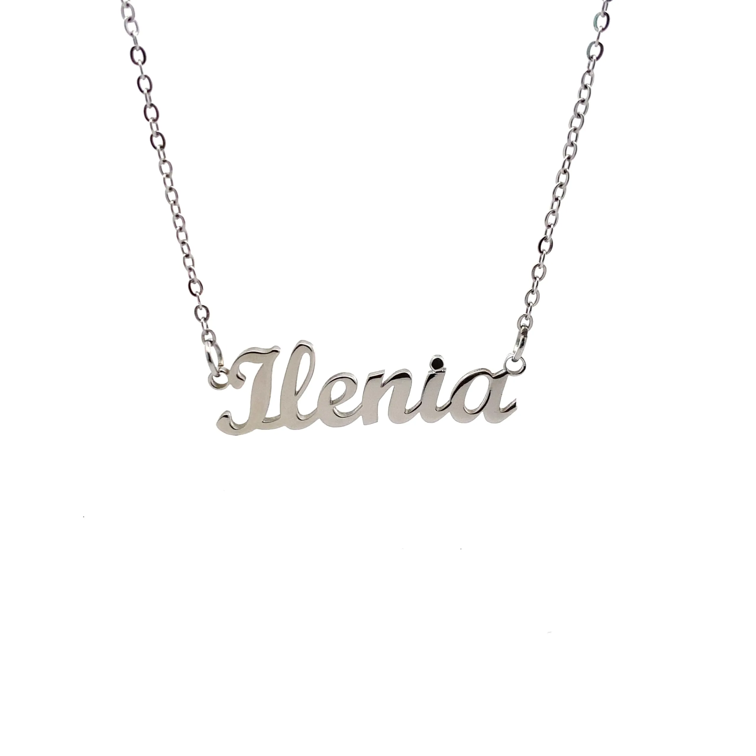 10:10 Collana Donna Nome Personalizzato in Acciaio Inox Anallergico, Finitura Lucida, Catena Sottile Regolabile (Ilenia) - immagine 1