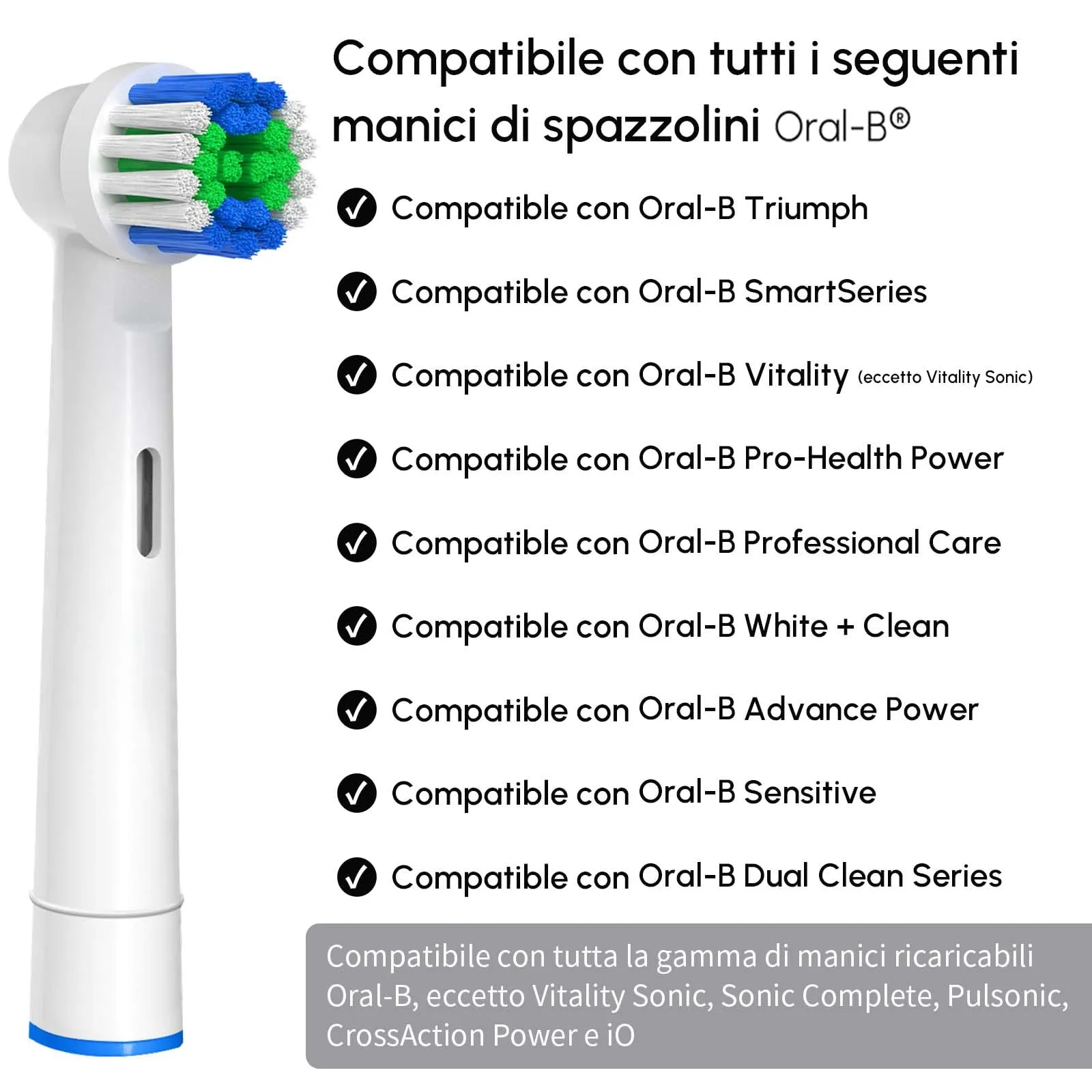 Genkent Testine di Ricambio per Spazzolino Elettrico Oral B, 4 Pezzi Professionali, Compatibili con Serie Pro, Vitality, Precision Clean, Professional Care, Triumph, White + Clean, Advance Power, Sensitive e Dual Clean - immagine 2